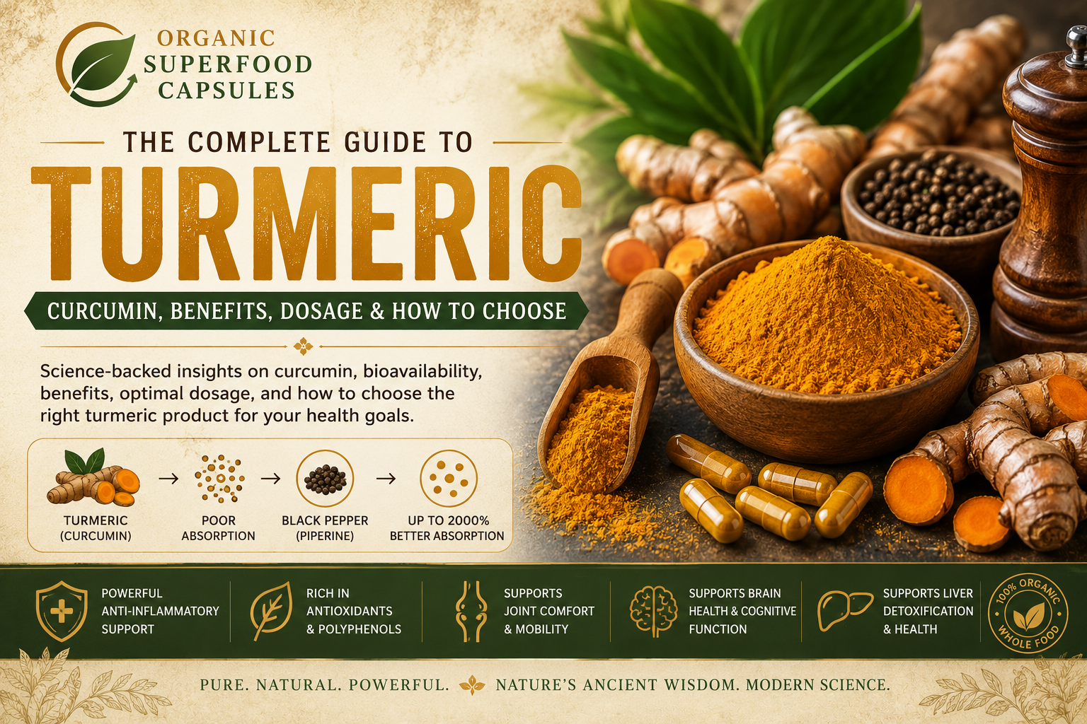The Complete Guide to Turmeric: Curcumin, Benefits, Dosage & How to Choose