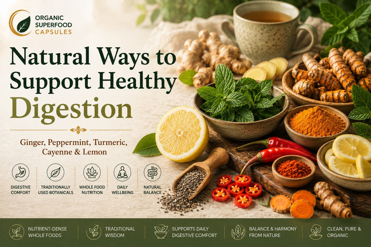 Natural Ways to Support Healthy Digestion: Ginger, Peppermint, Turmeric, Cayenne & Lemon