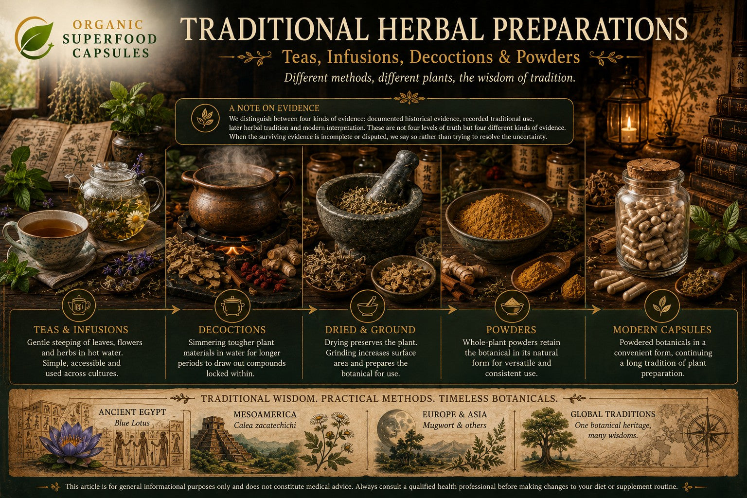 Traditional Herbal Preparations: Teas, Infusions, Decoctions & Powders