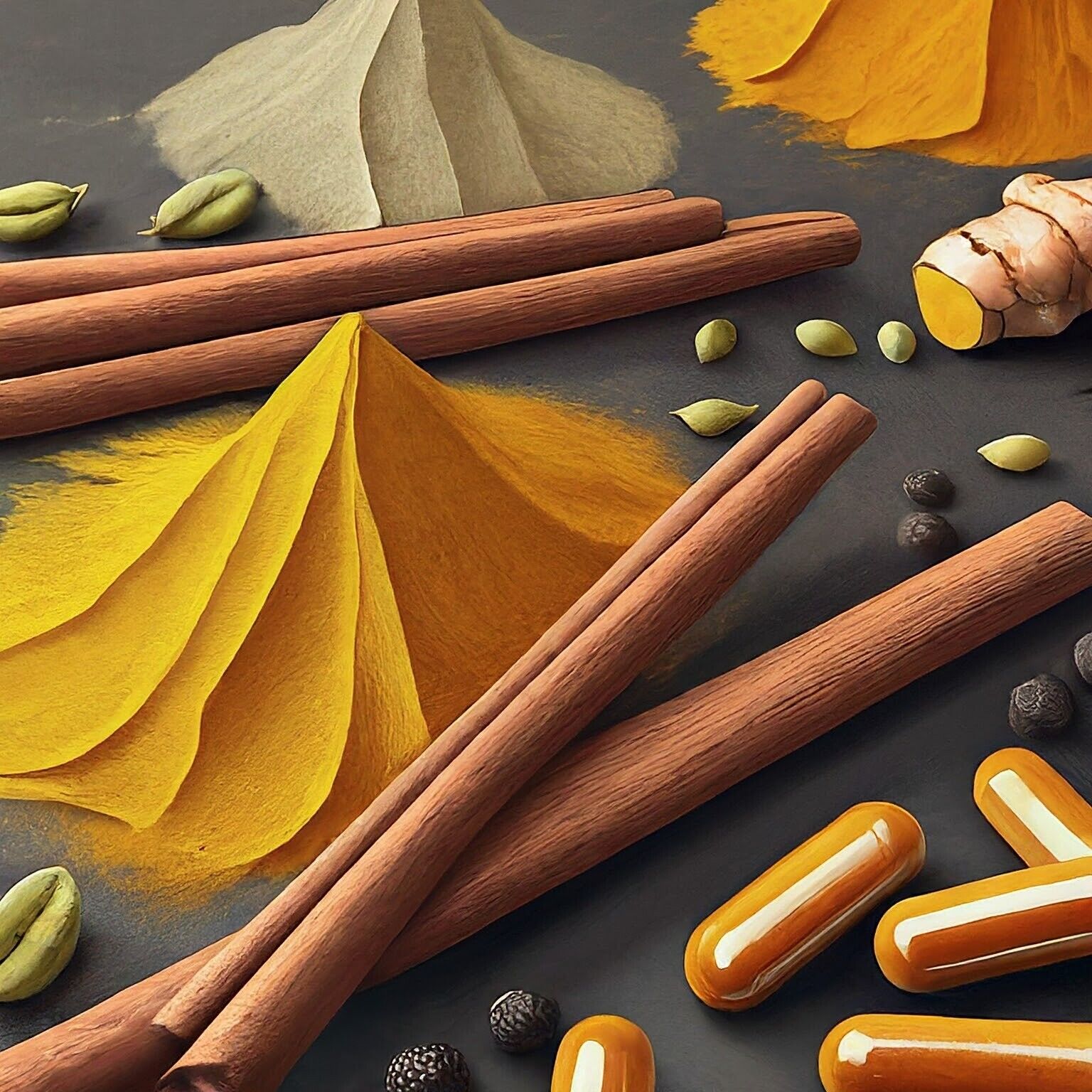 500mg Organic Turmeric, Cinnamon, Ginger, Cardamom & Black Pepper Capsules