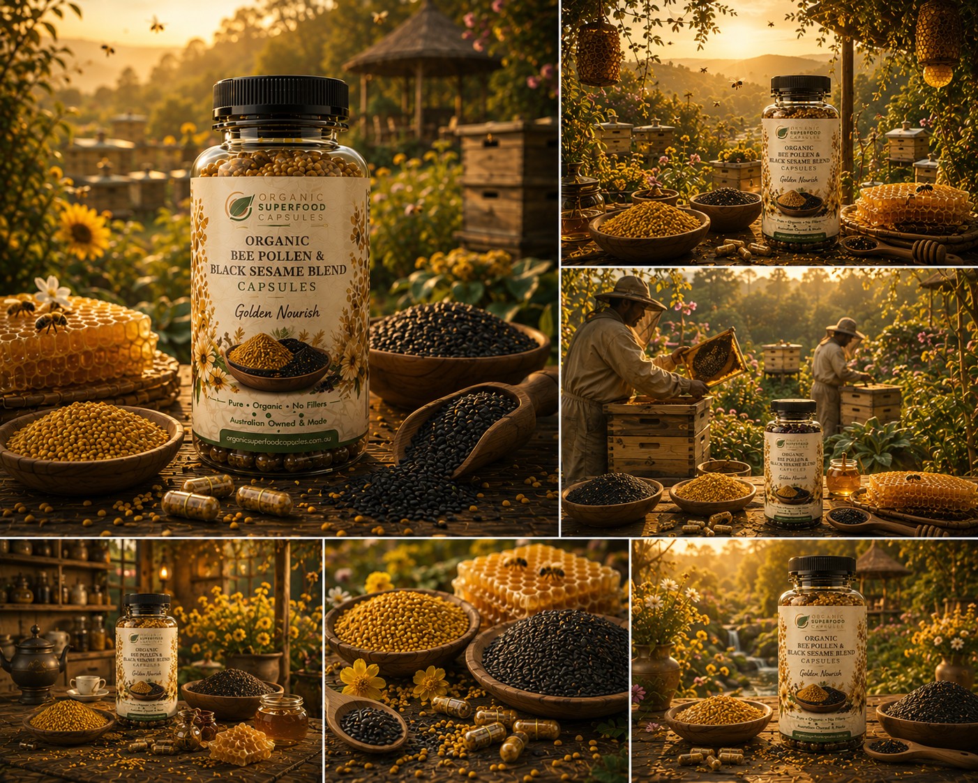 Organic Bee Pollen & Black Sesame Blend | Golden Nourish