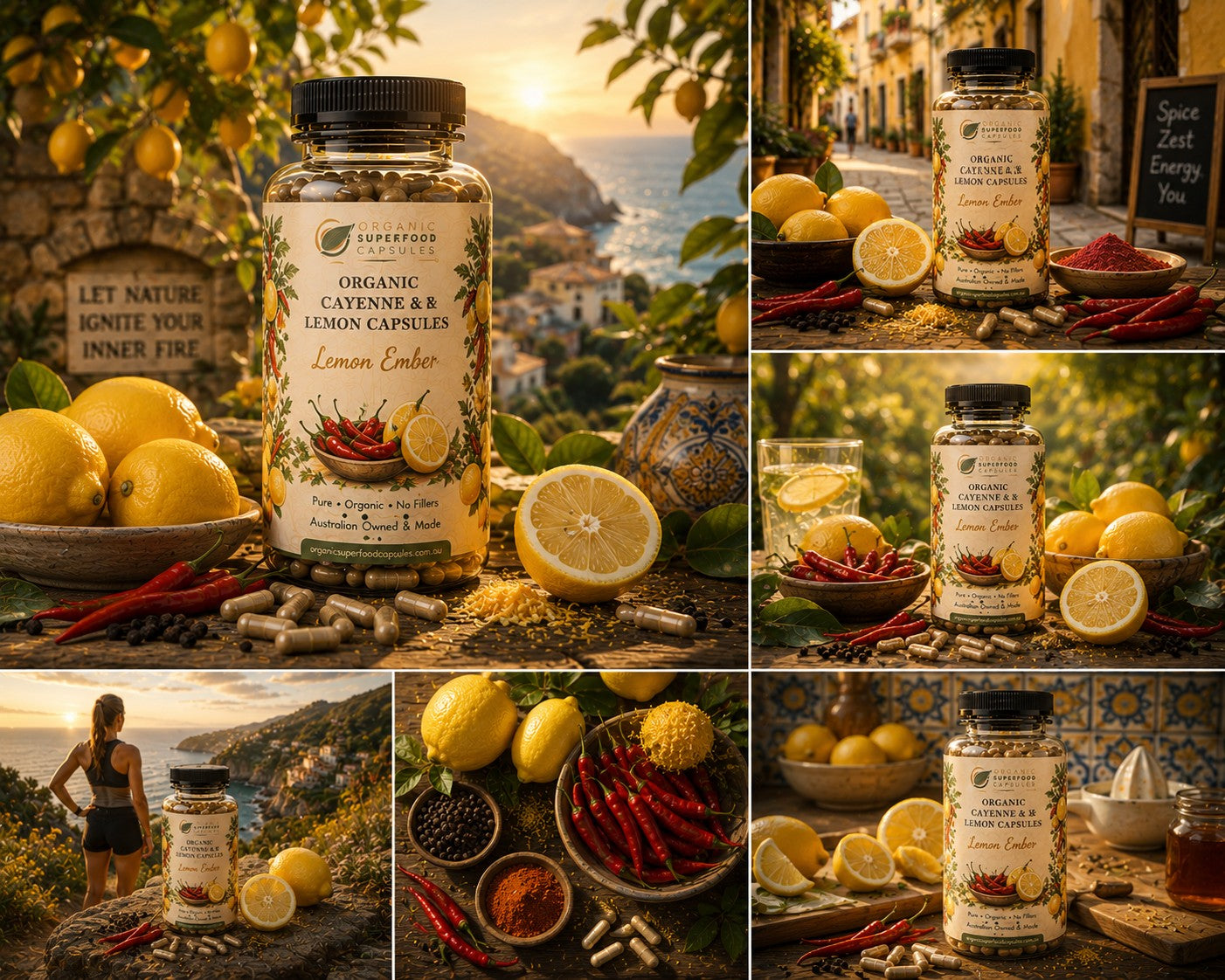Organic Cayenne & Lemon Capsules | Lemon Ember