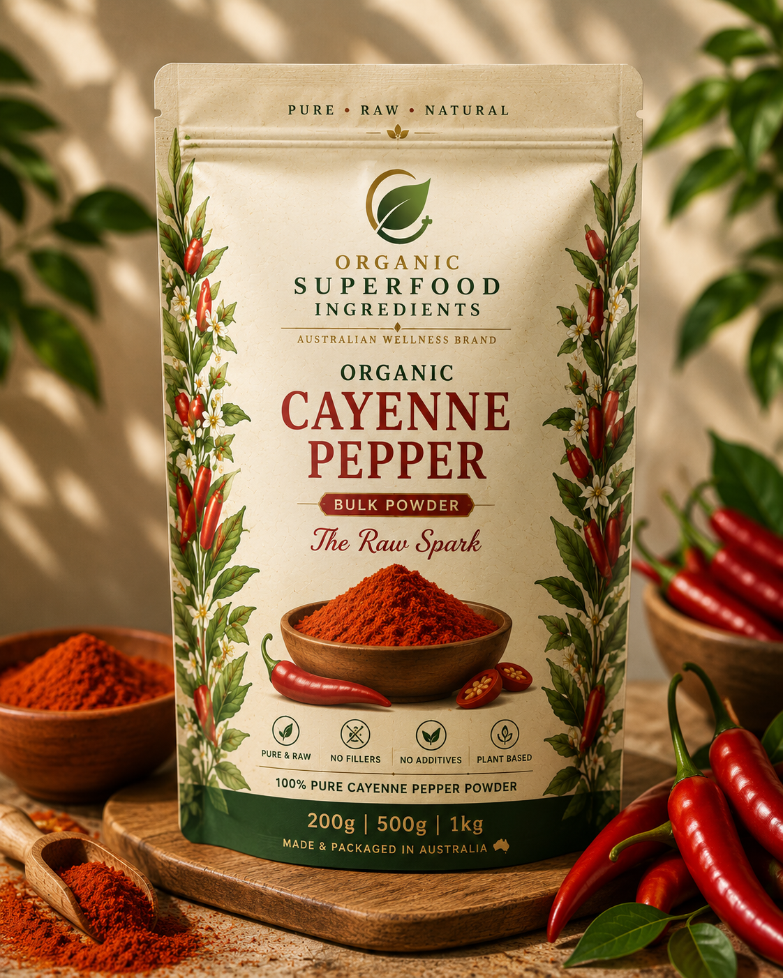 Organic Cayenne Pepper (Bulk Powder) 200g to 1kg | The Raw Spark