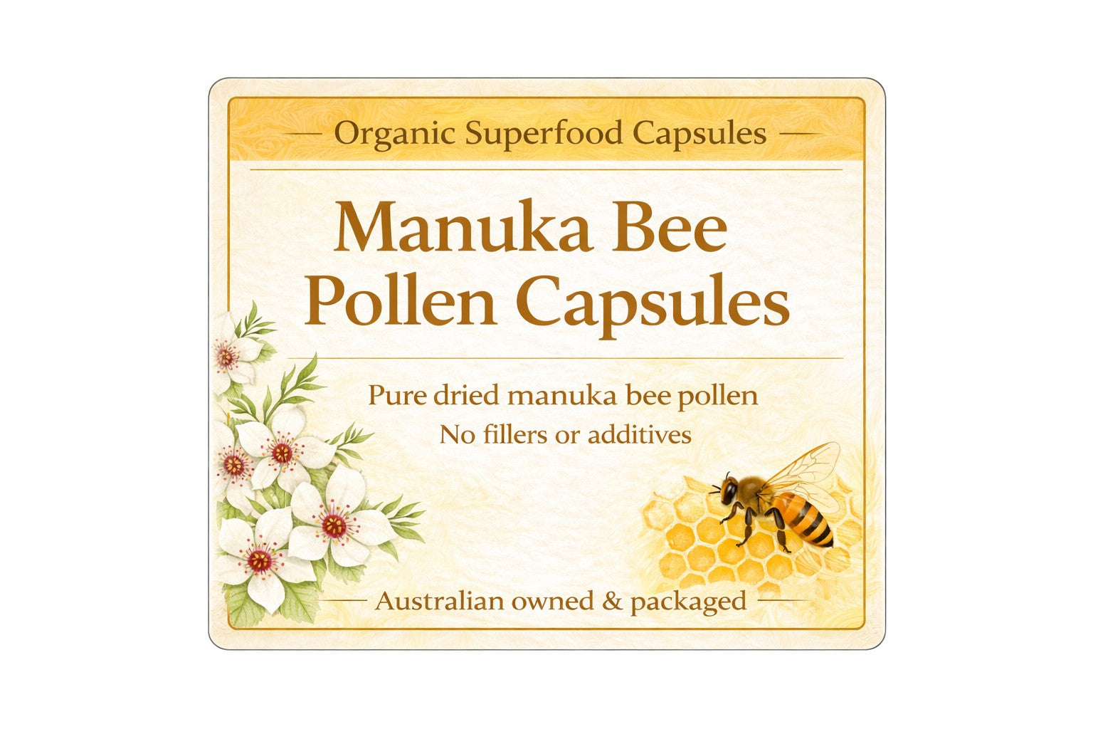 Organic Potentiated Manuka Bee Pollen Capsules – Nature’s Superfood in a Convenient Capsule!