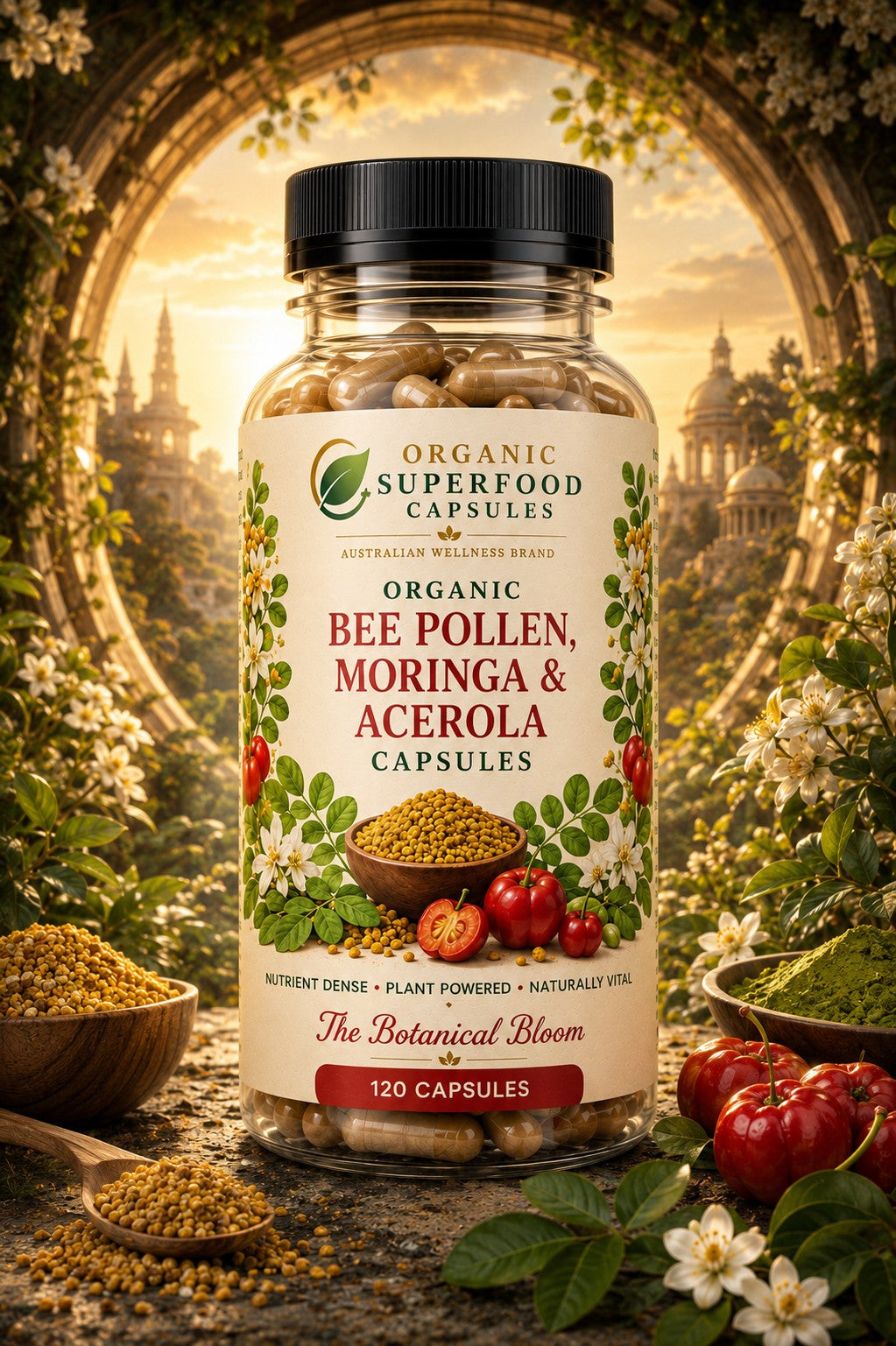 Organic Bee Pollen, Moringa & Acerola Capsules | The Botanical Bloom