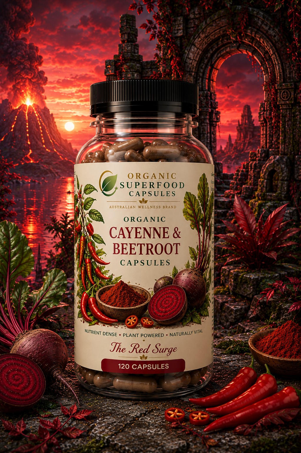 Organic Cayenne & Beetroot Capsules | The Red Surge