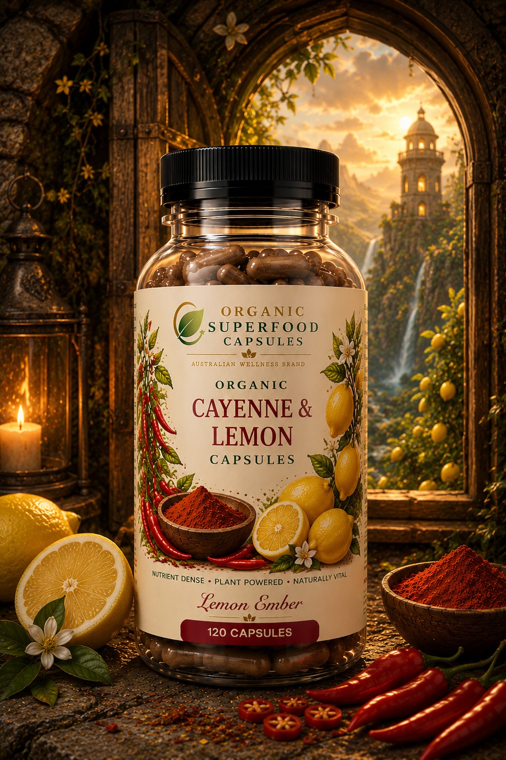 Organic Cayenne & Lemon Capsules | Lemon Ember