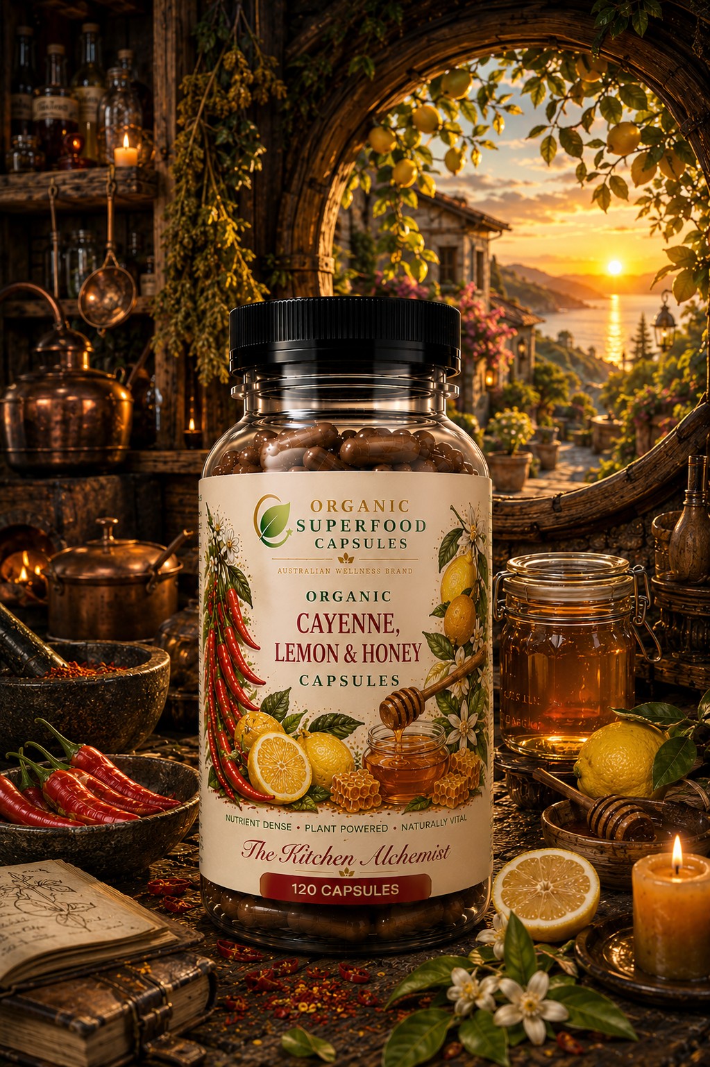Organic Cayenne, Lemon & Honey Capsules | The Kitchen Alchemist