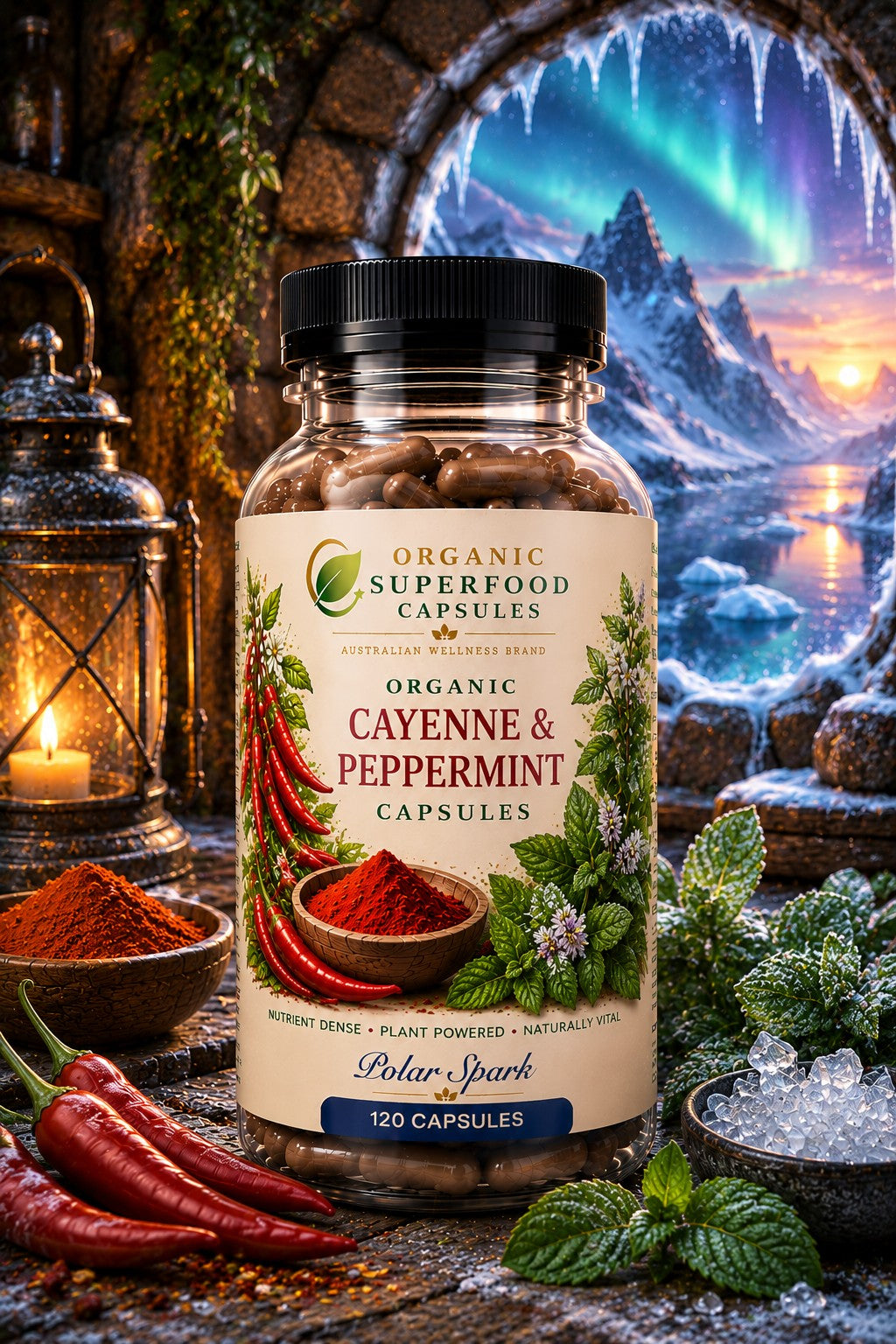 Organic Cayenne & Peppermint Capsules | Polar Spark