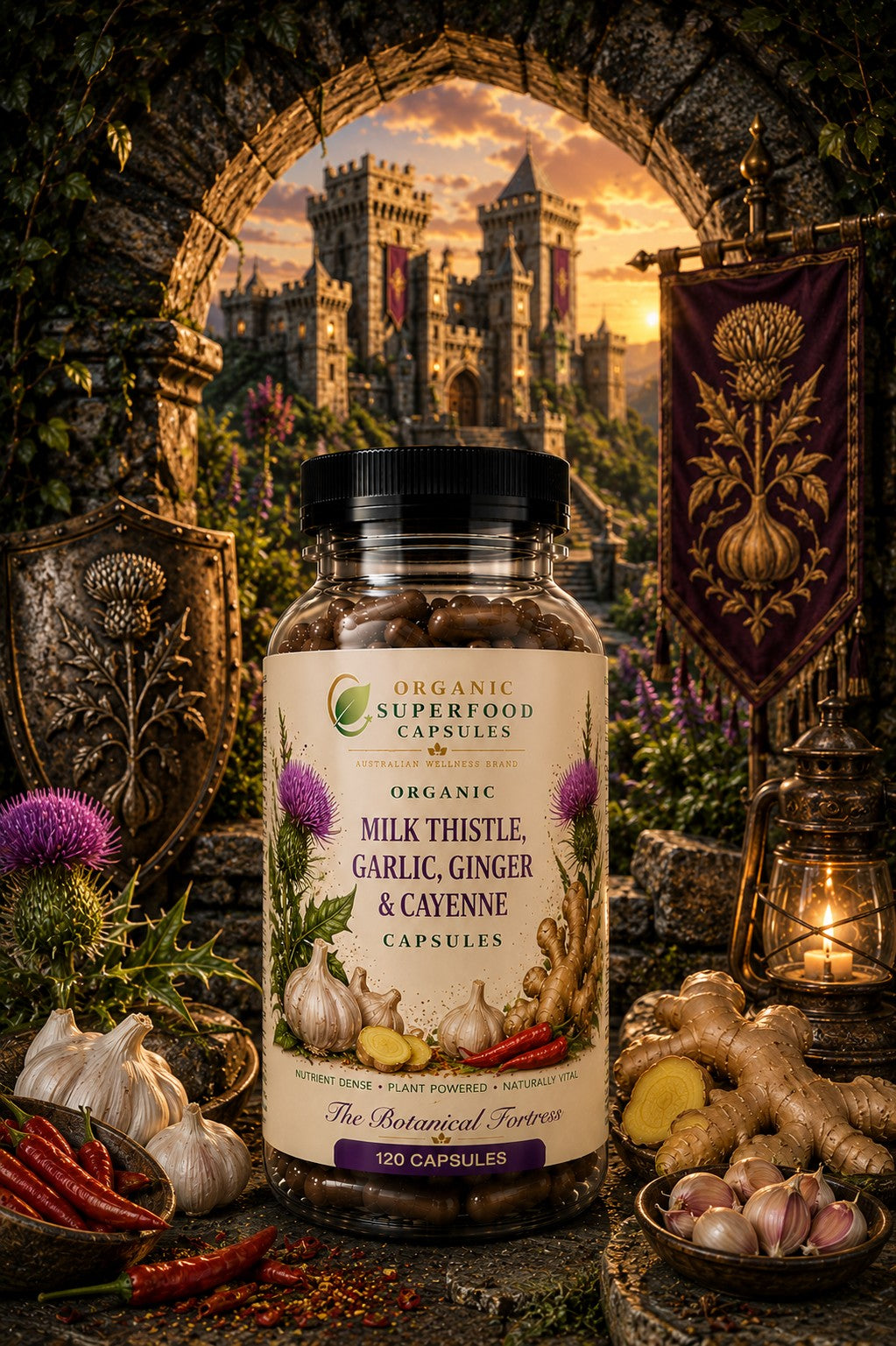 Organic Milk Thistle, Garlic, Ginger & Cayenne Capsules | The Botanical Fortress