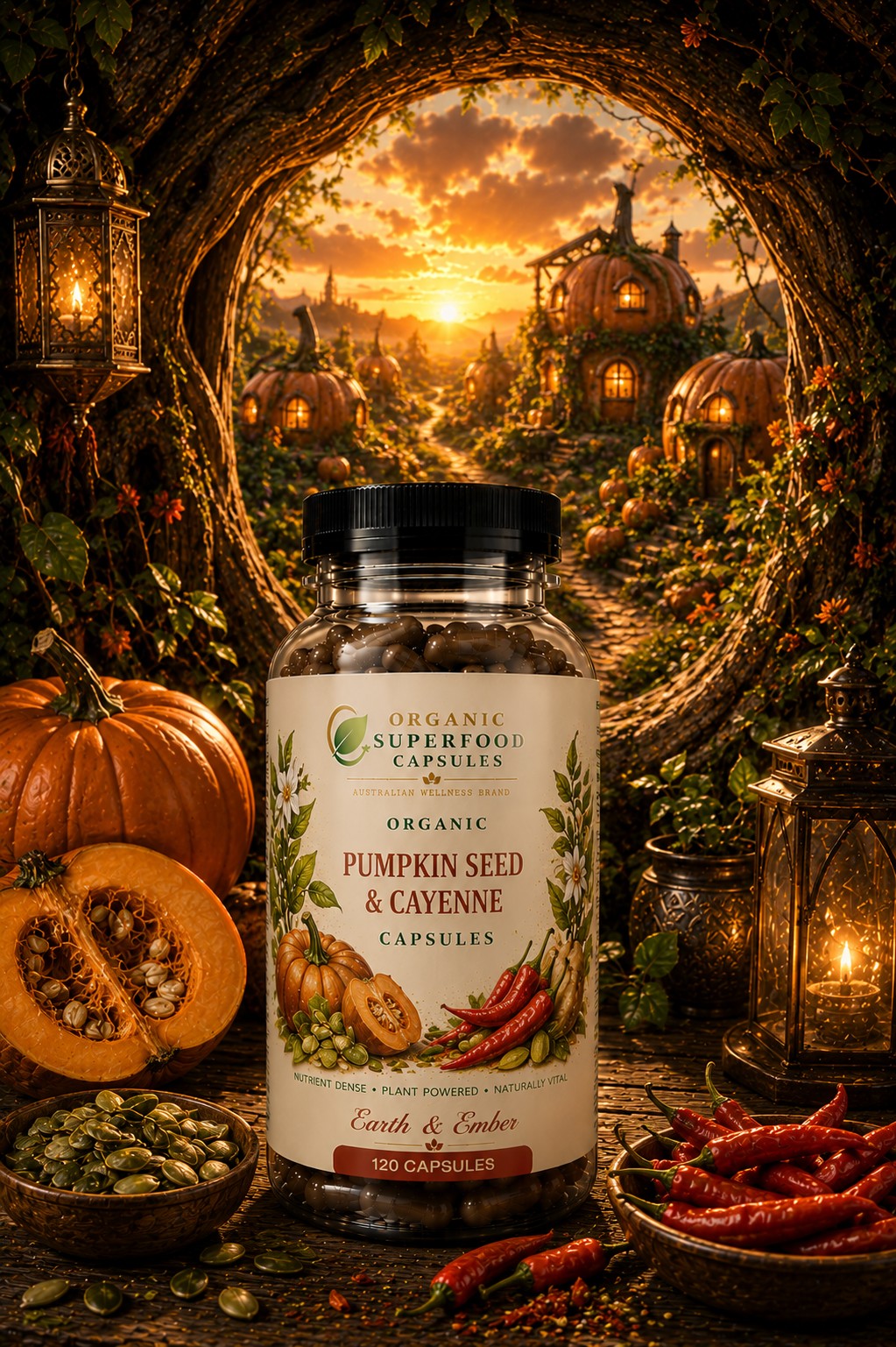 Organic Pumpkin Seed & Cayenne Capsules | Earth & Ember