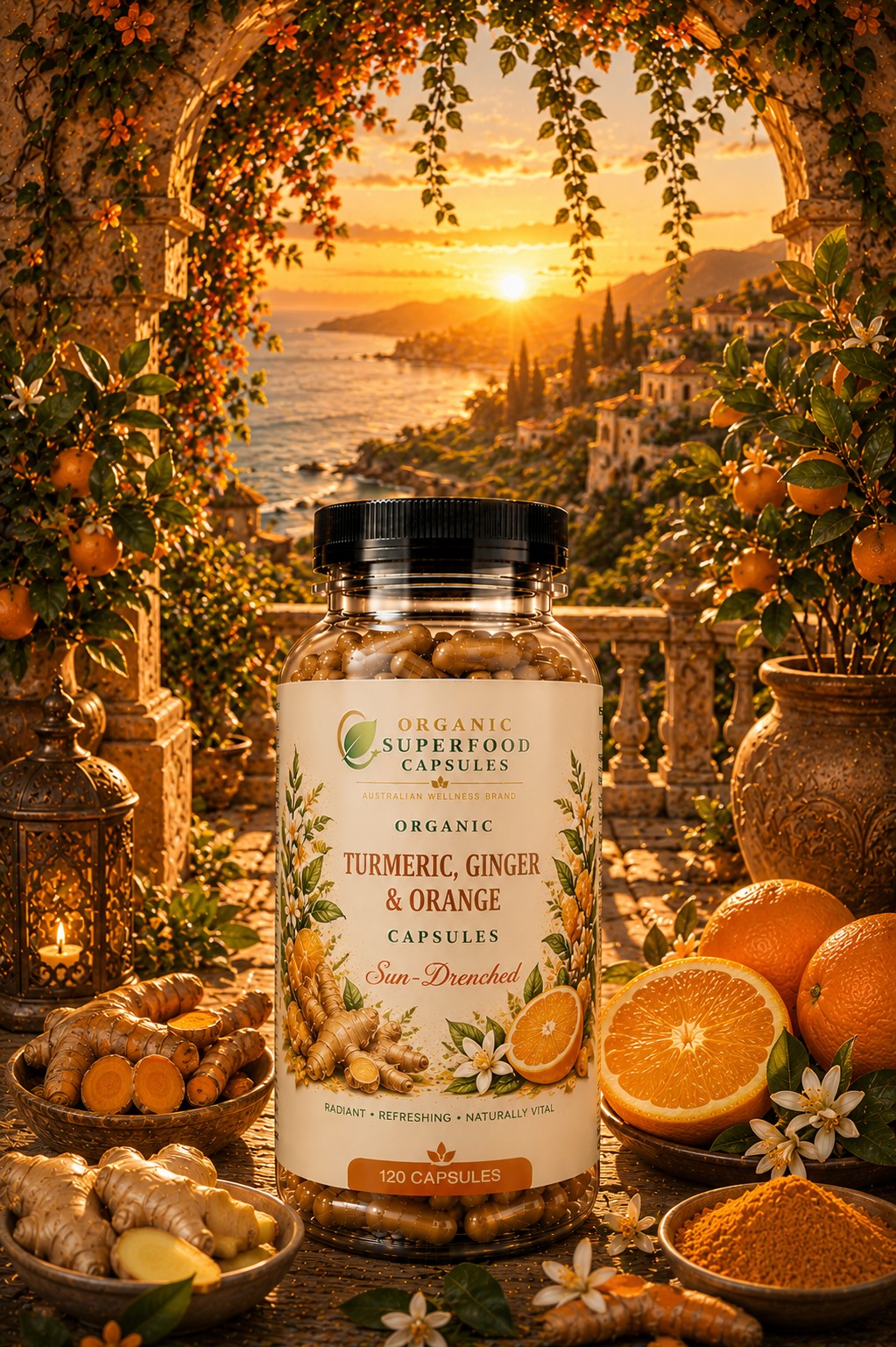 Organic Turmeric, Ginger & Orange Capsules | Sun-Drenched