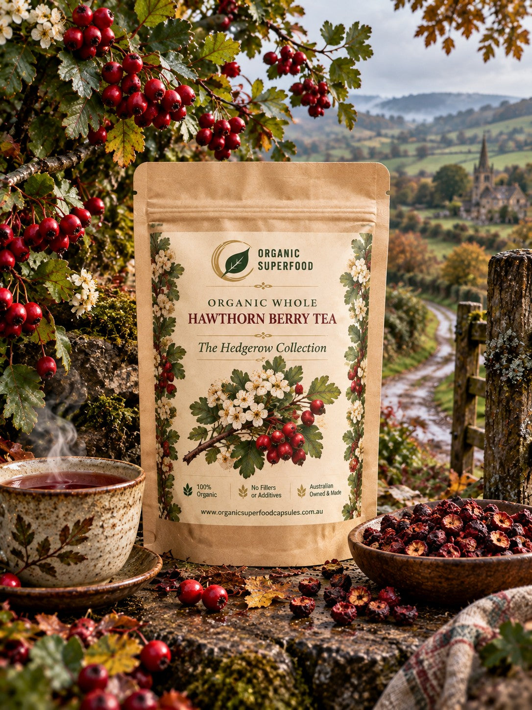 Organic Whole Hawthorn Berry Tea | The Hedgerow Collection