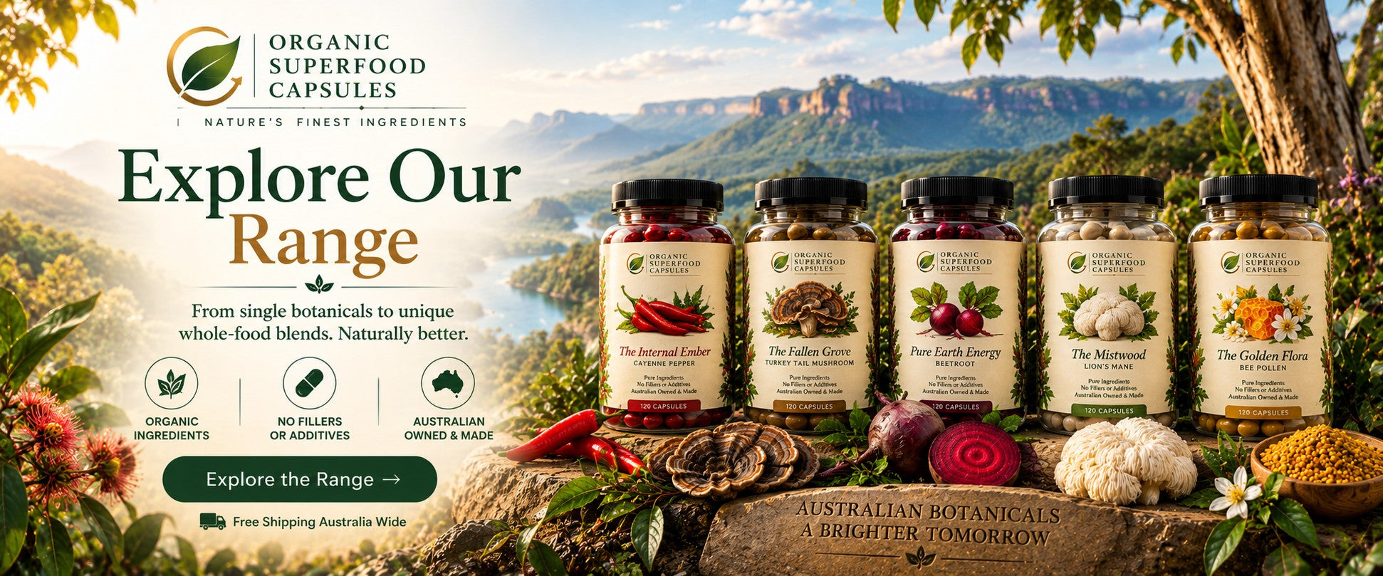 A range of Organic capsules 