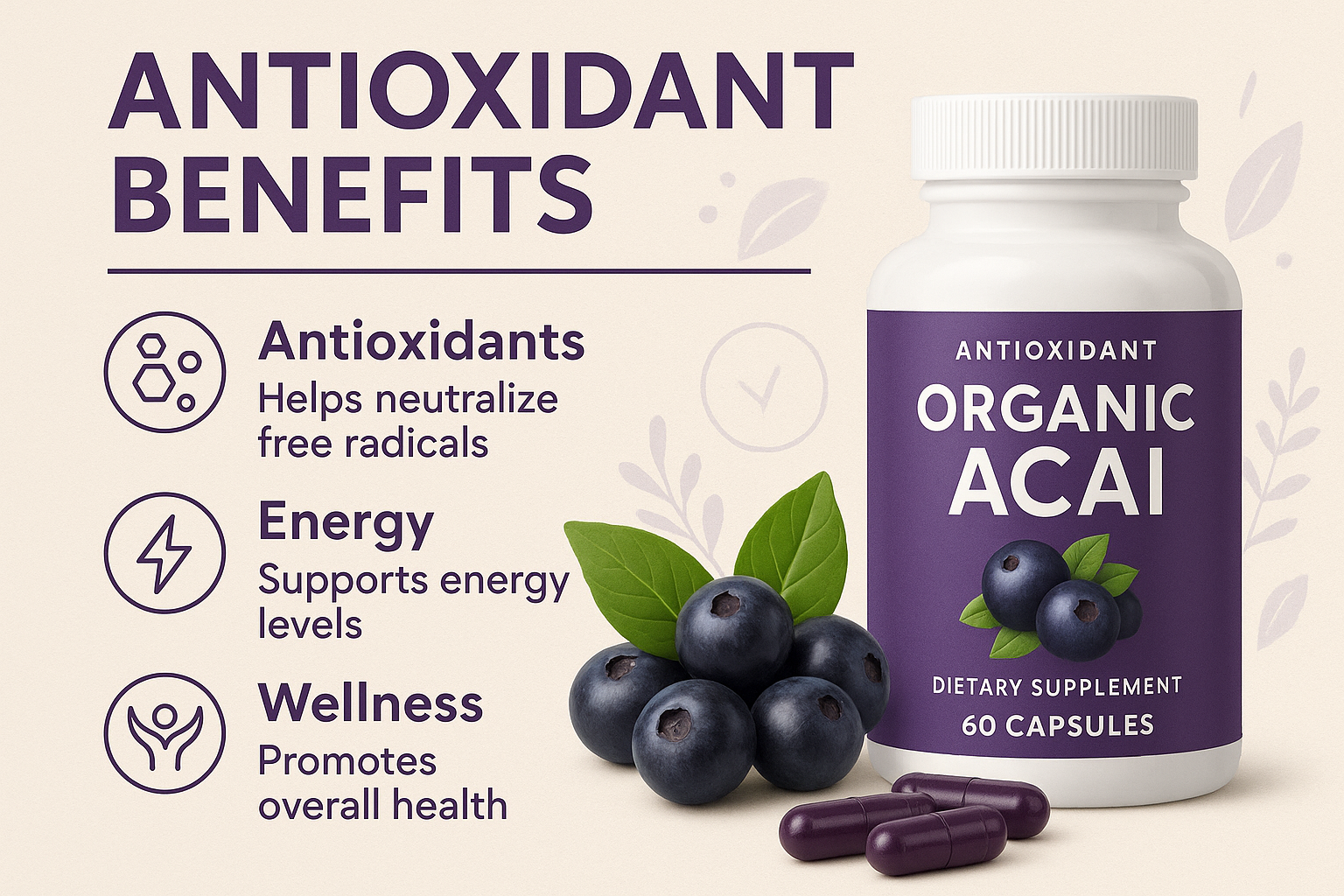 Acai antioxidant benefits infographic