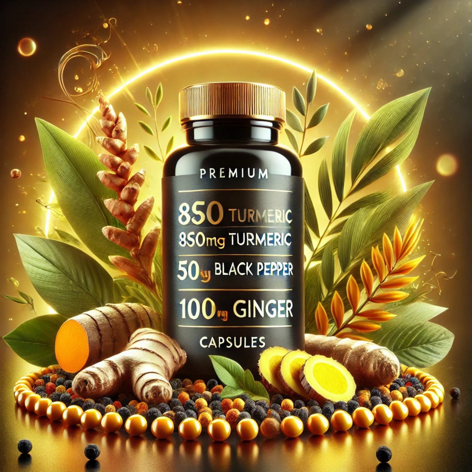 1000mg Organic Turmeric & Black Pepper Ginger Capsules 
