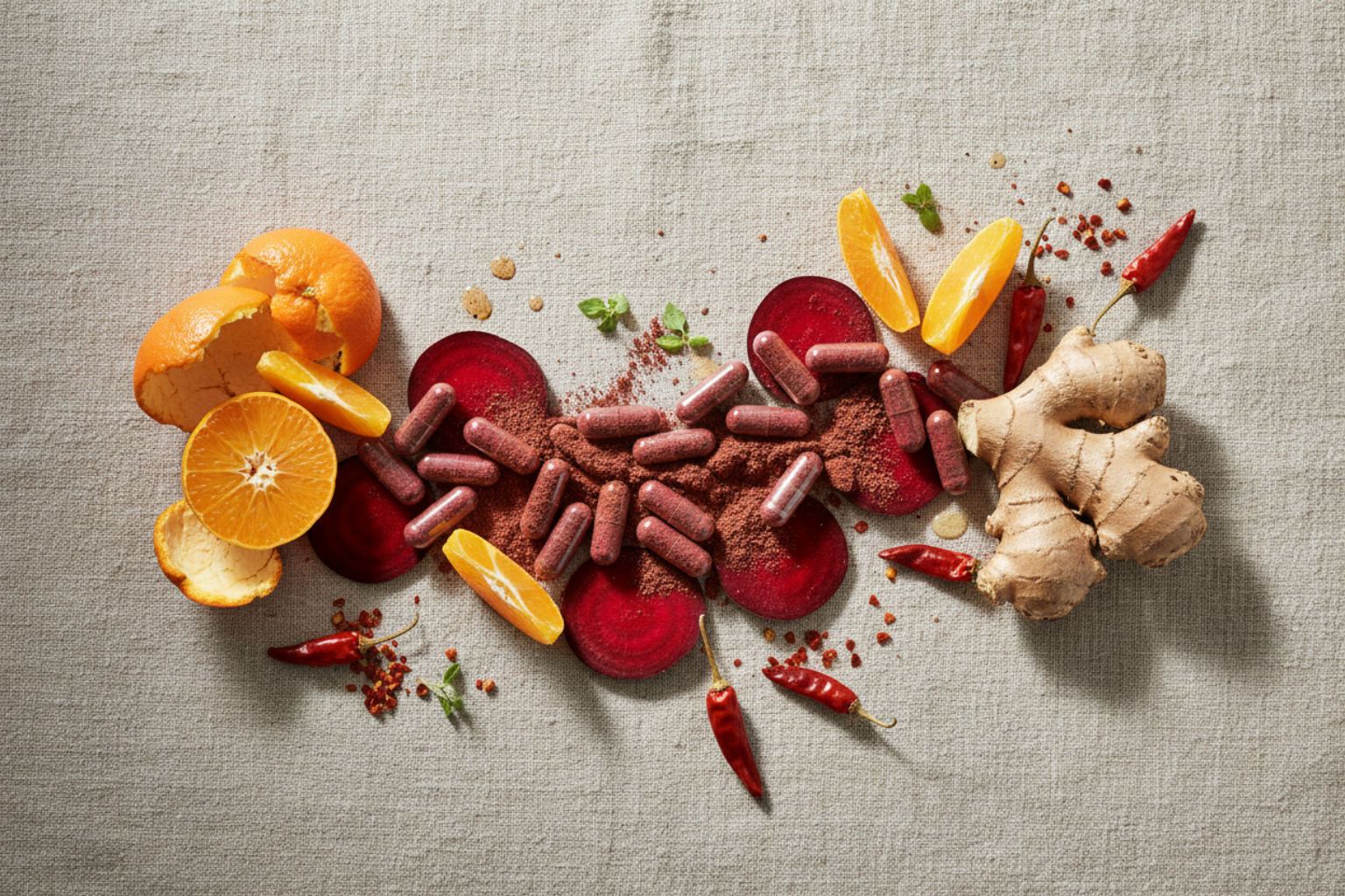 Beetroot Orange Ginger Cayenne Capsules - Ingredients