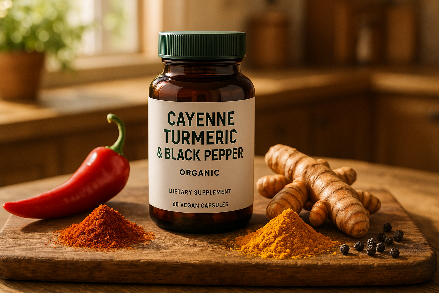 Cayenne Turmeric Black Pepper - Lifestyle Kitchen Setting
