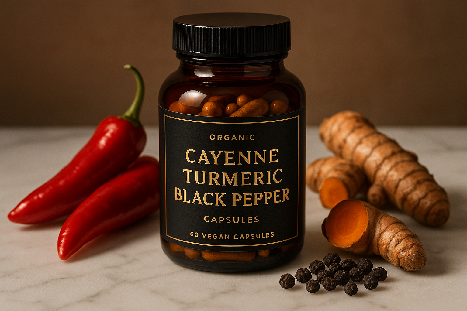 Cayenne Turmeric Black Pepper - Premium Studio Shot