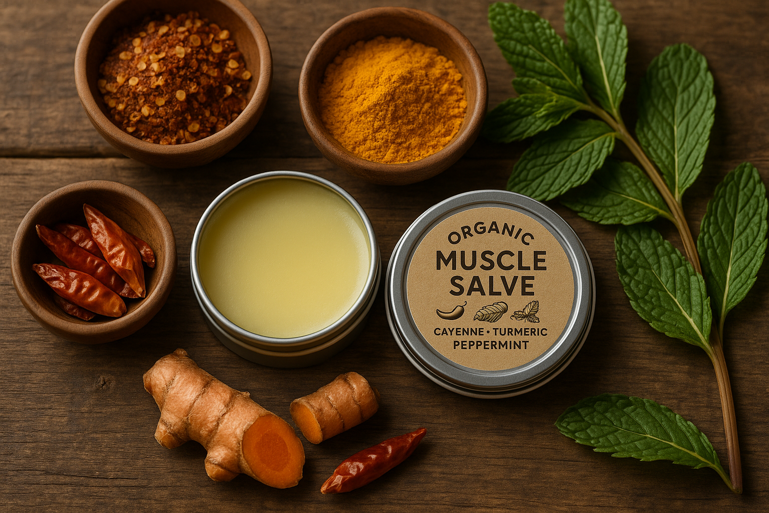 Cayenne Turmeric Peppermint Salve - Rustic Style