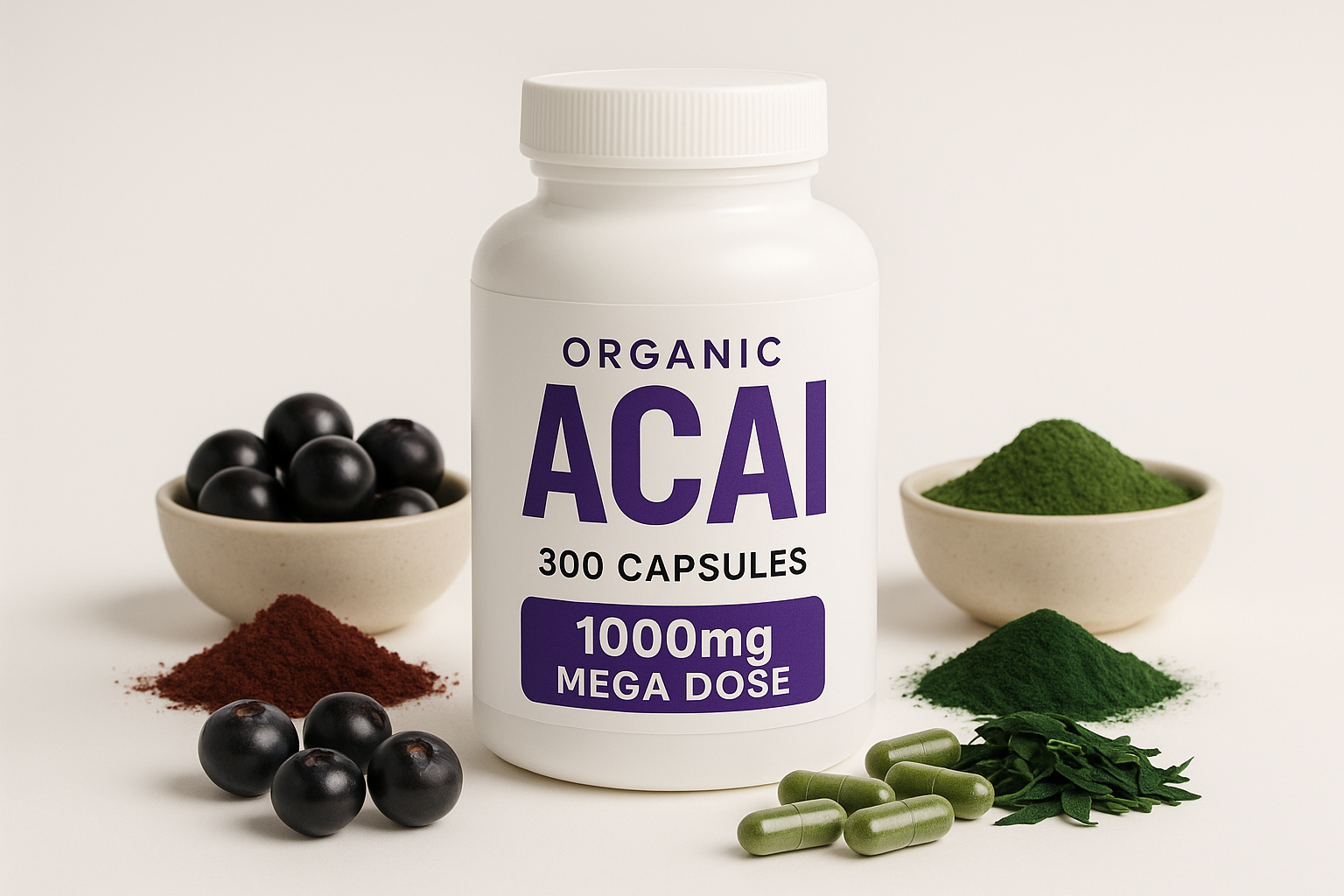 Clean minimalist acai bottle shot