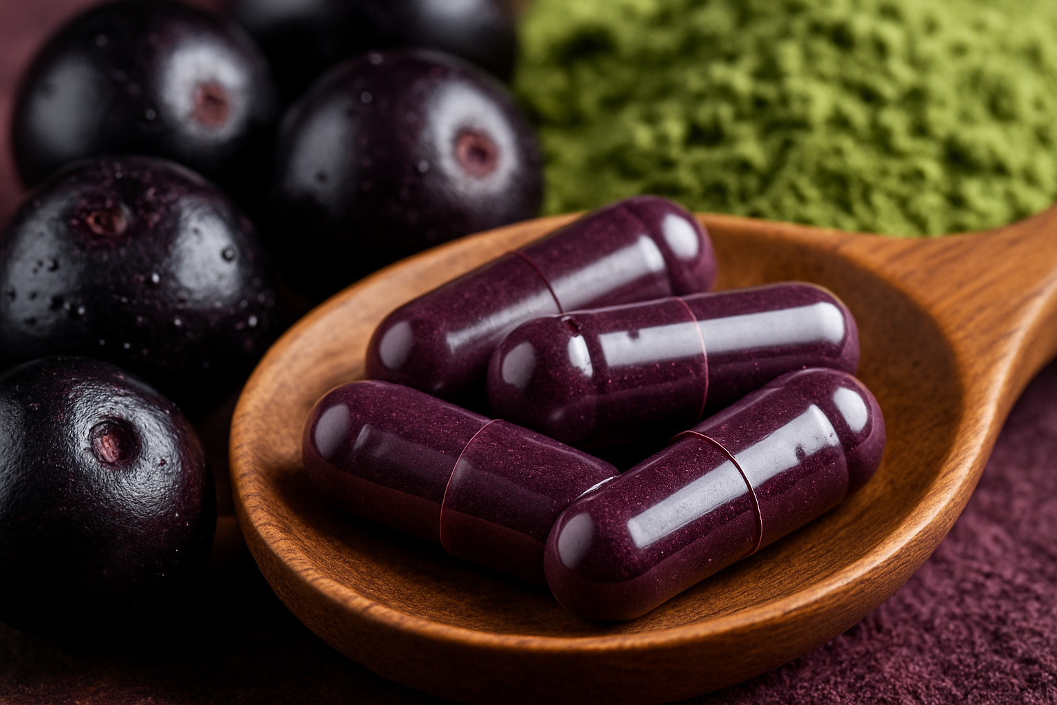 Close-up macro acai capsules