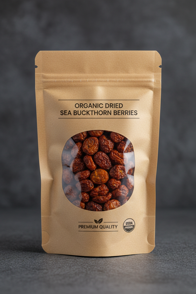 Dried sea buckthorn berries package