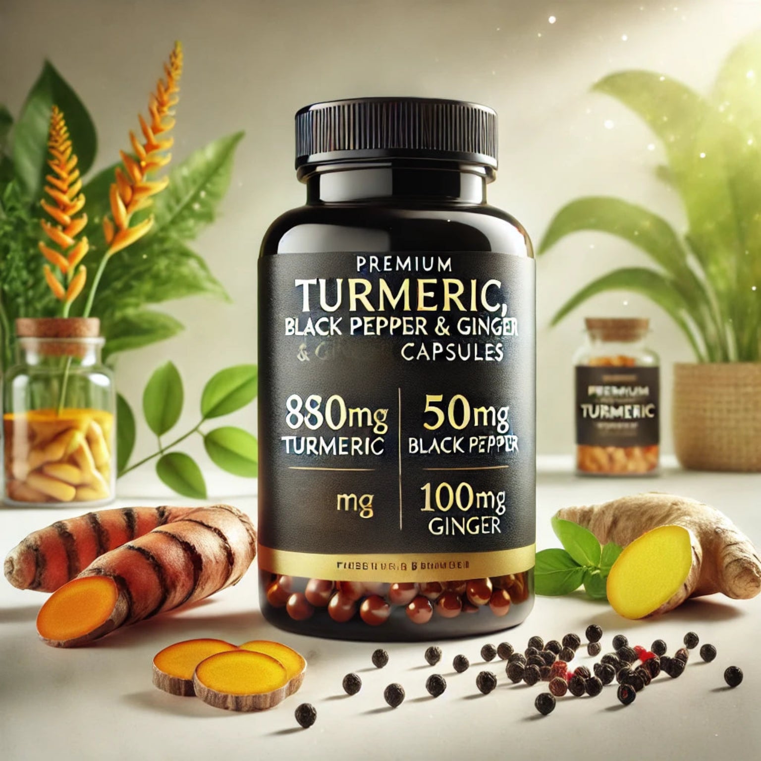Organic turmeric and black pepper capsules