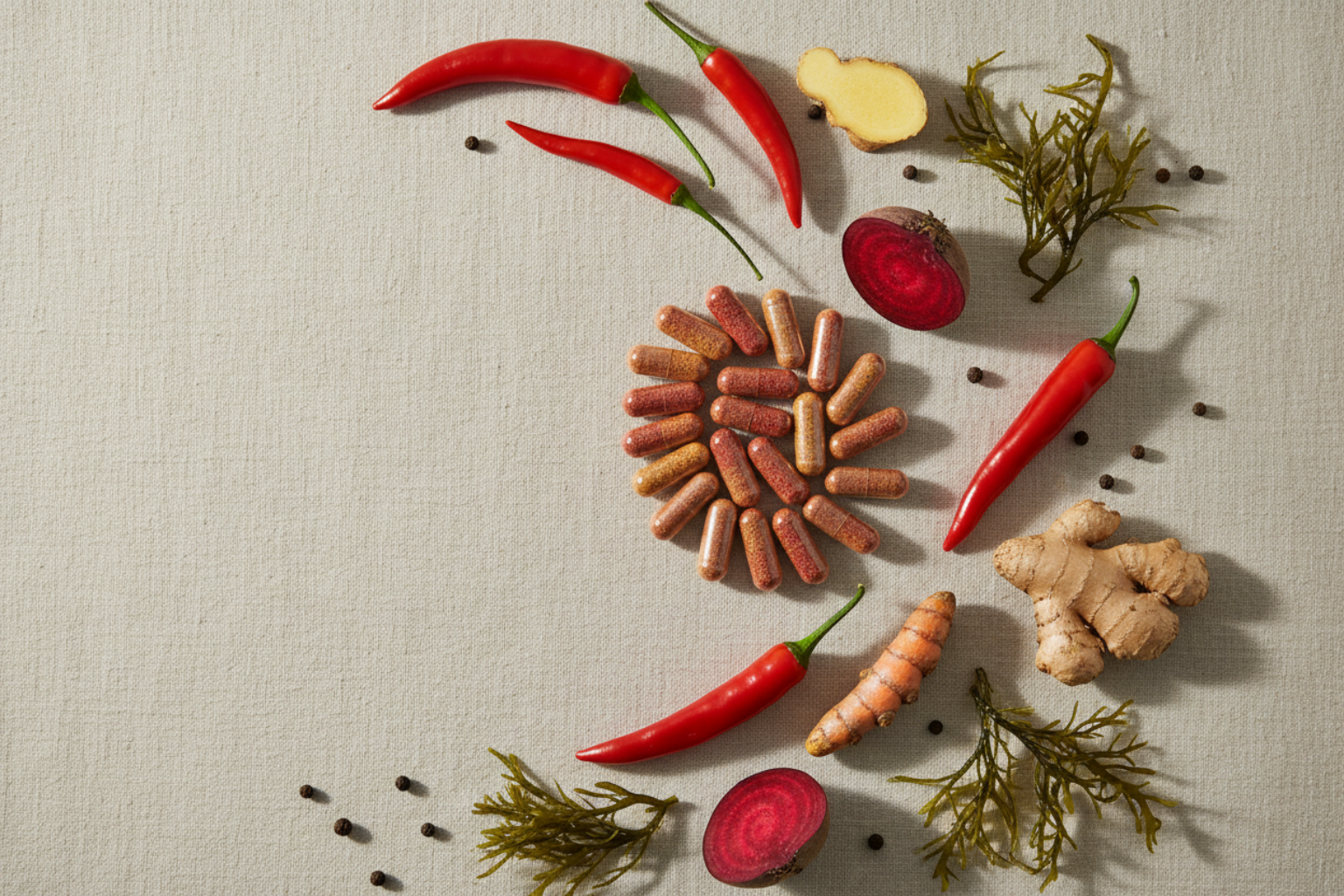 Flat lay with ingredients on linen