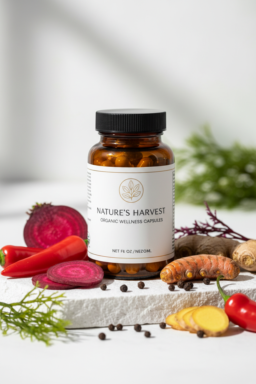 Hero shot with amber bottle