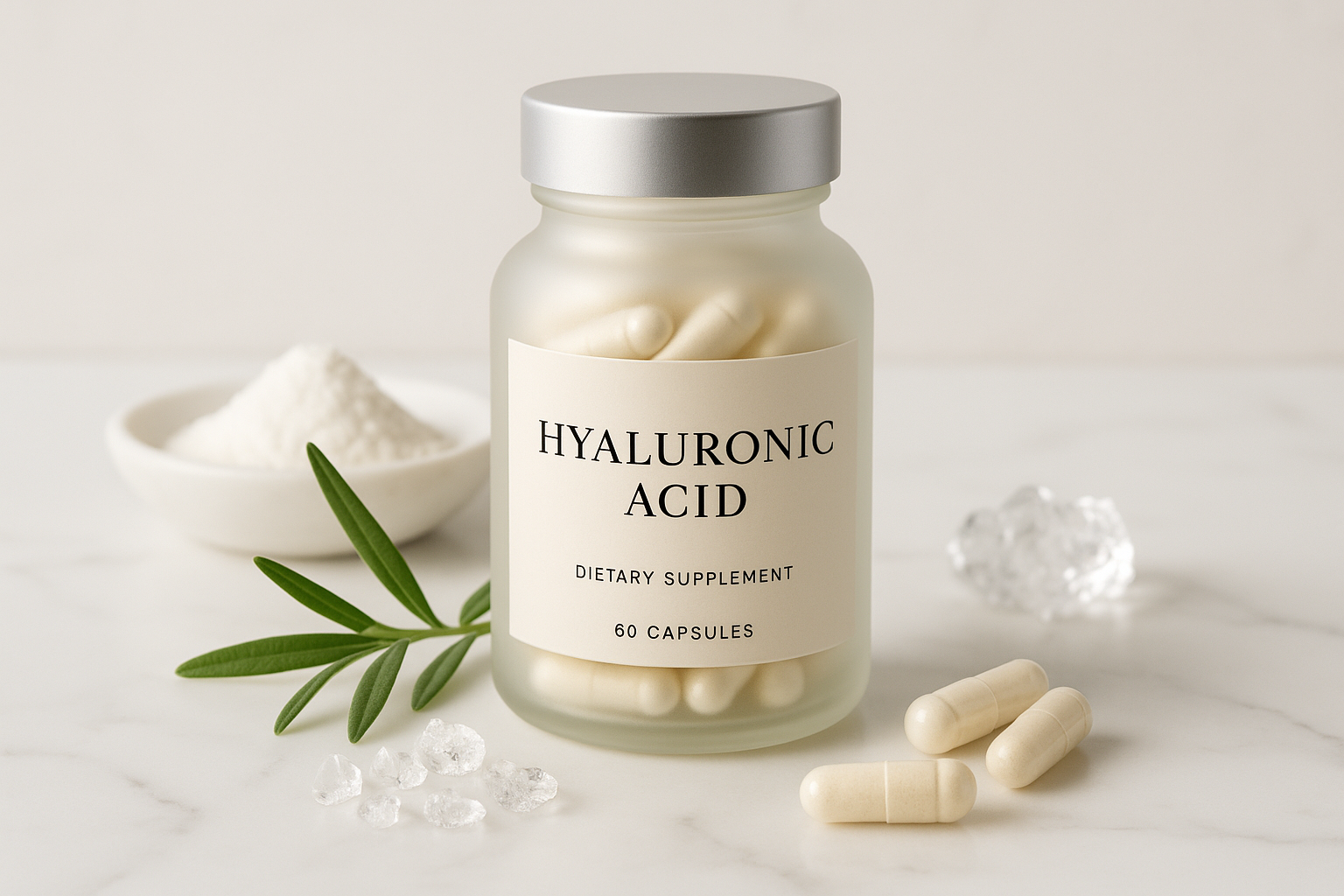 Hyaluronic Acid Powder Capsules - Premium Studio Shot