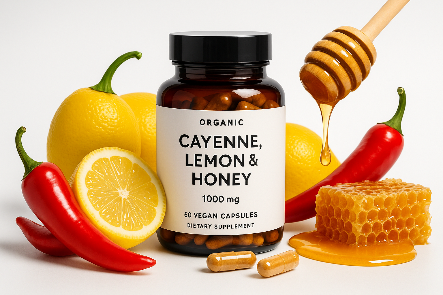 Cayenne Lemon Honey 1000mg - Professional Product Photo