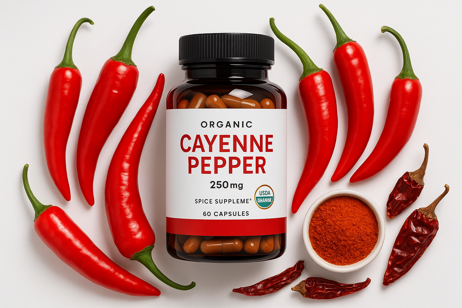 Cayenne 250mg - Professional Product Photo