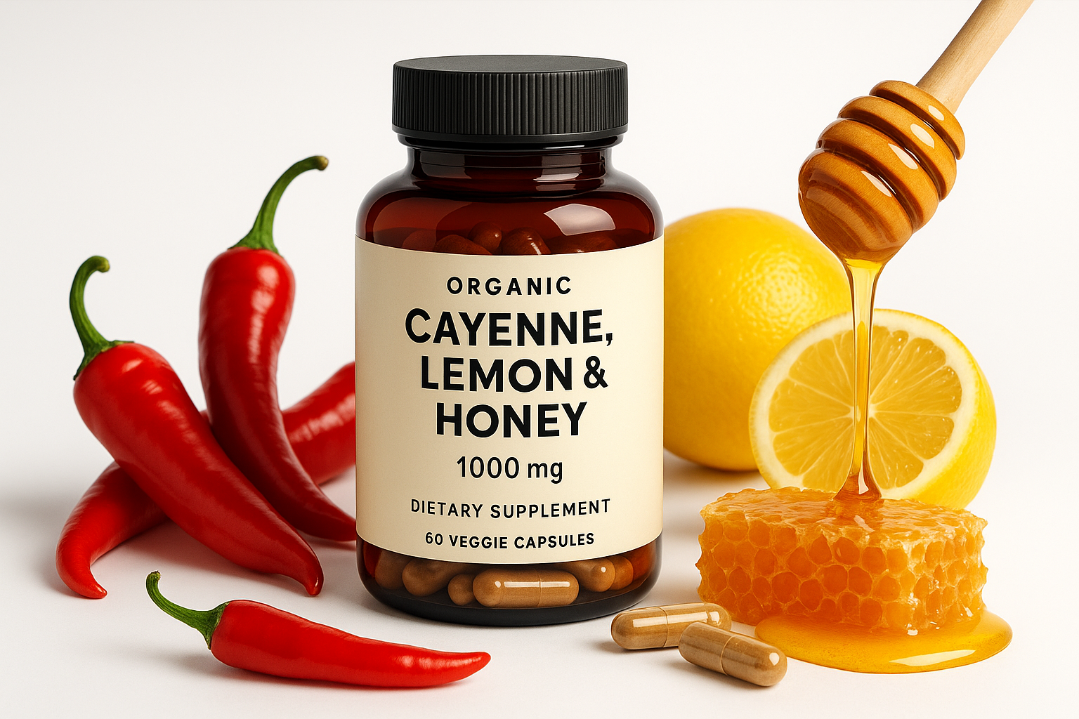 Cayenne Lemon Honey 1000mg - Professional Product Photo