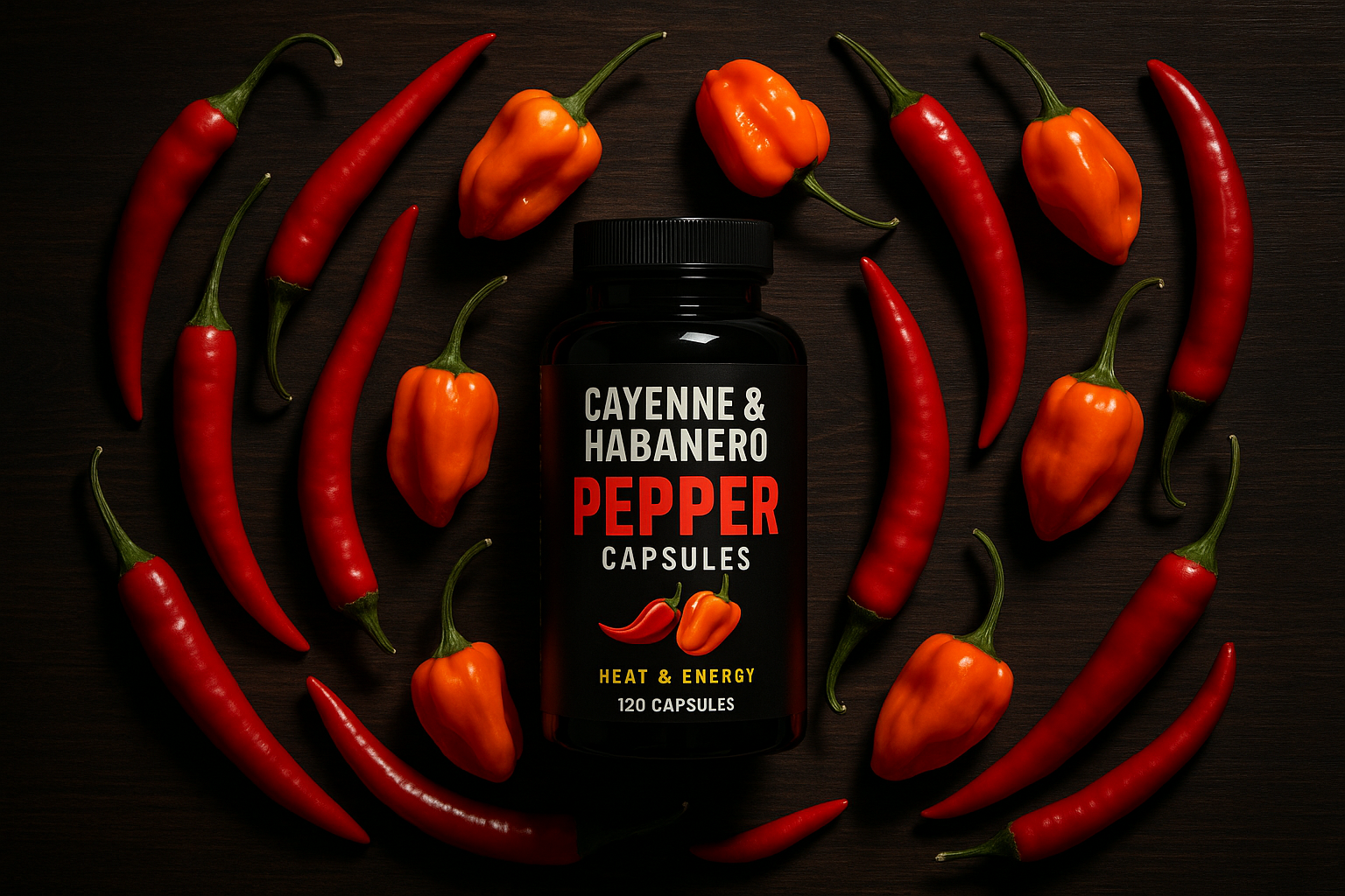 Organic Cayenne & Habanero - Hot Peppers Flat Lay
