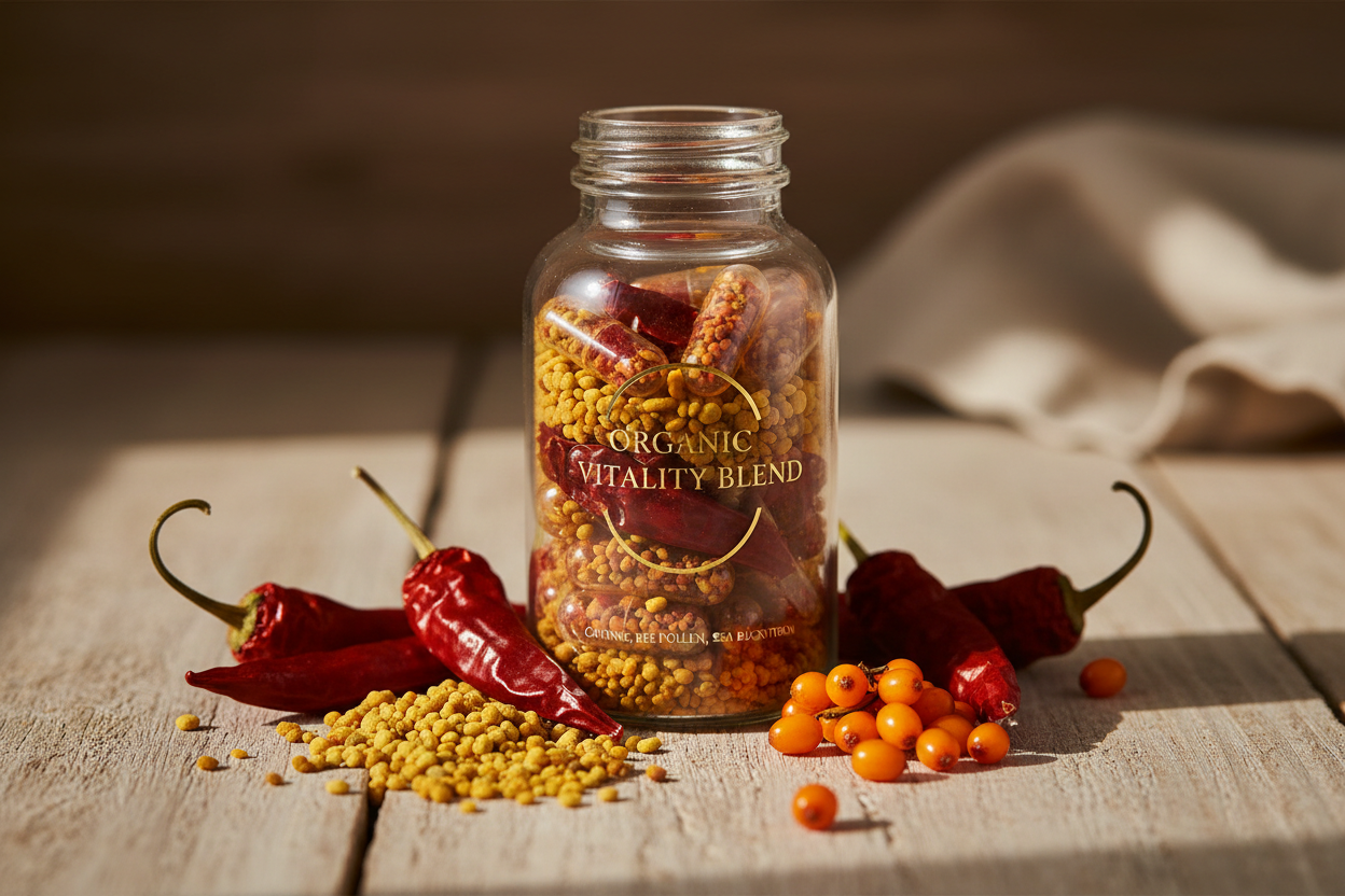 Premium bottle with fresh ingredients