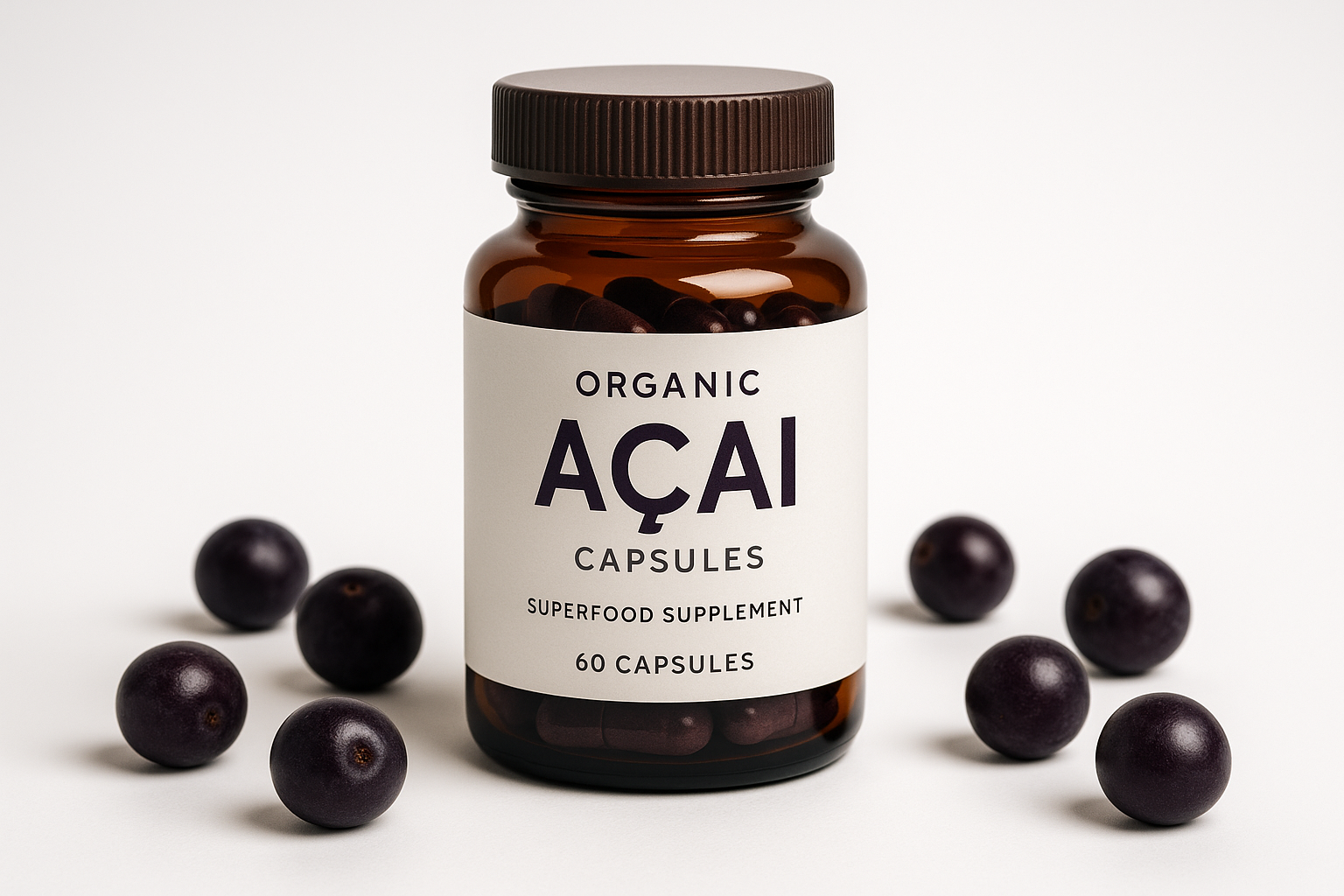Professional acai capsules product shot