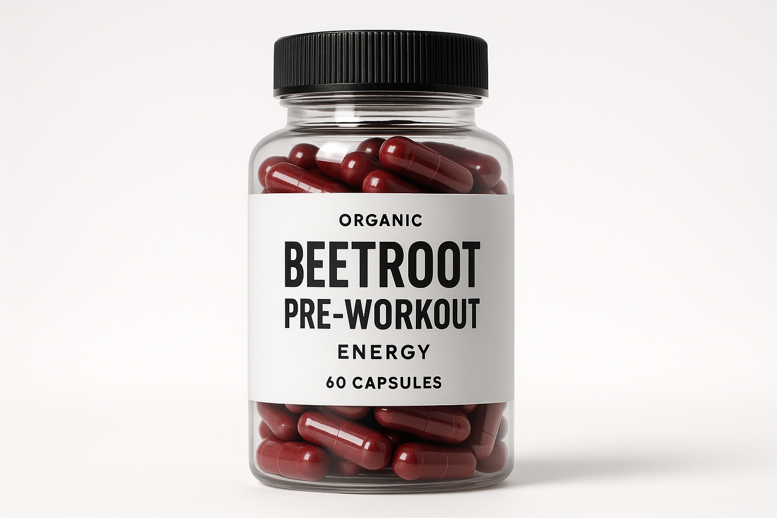 Professional pre-workout supplement bottle