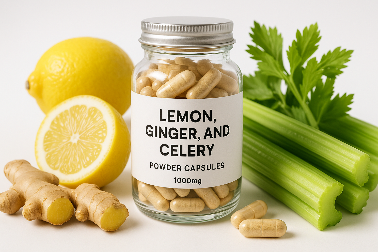Professional product shot with fresh ingredients