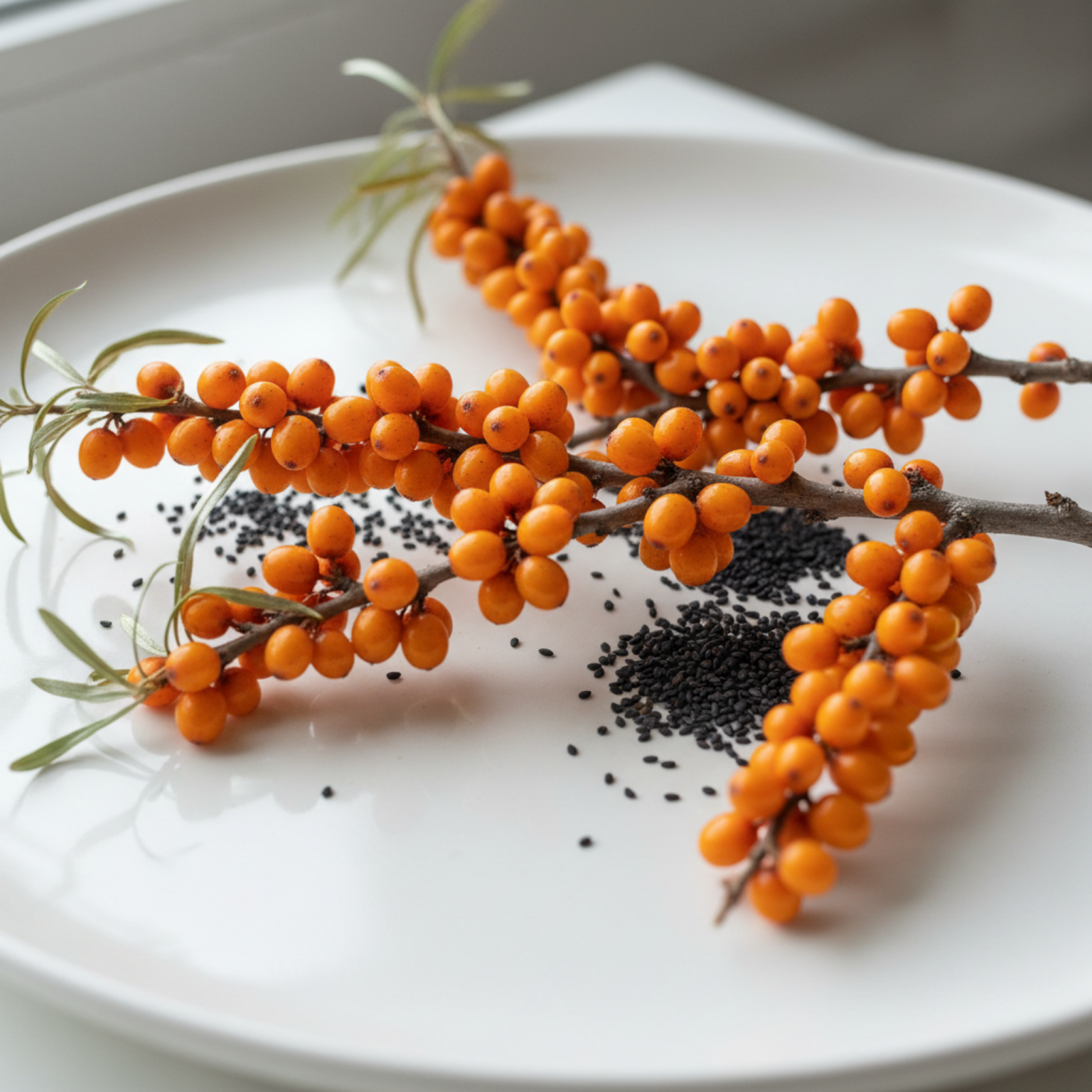 Sea Buckthorn & Black Sesame - Branch Arrangement