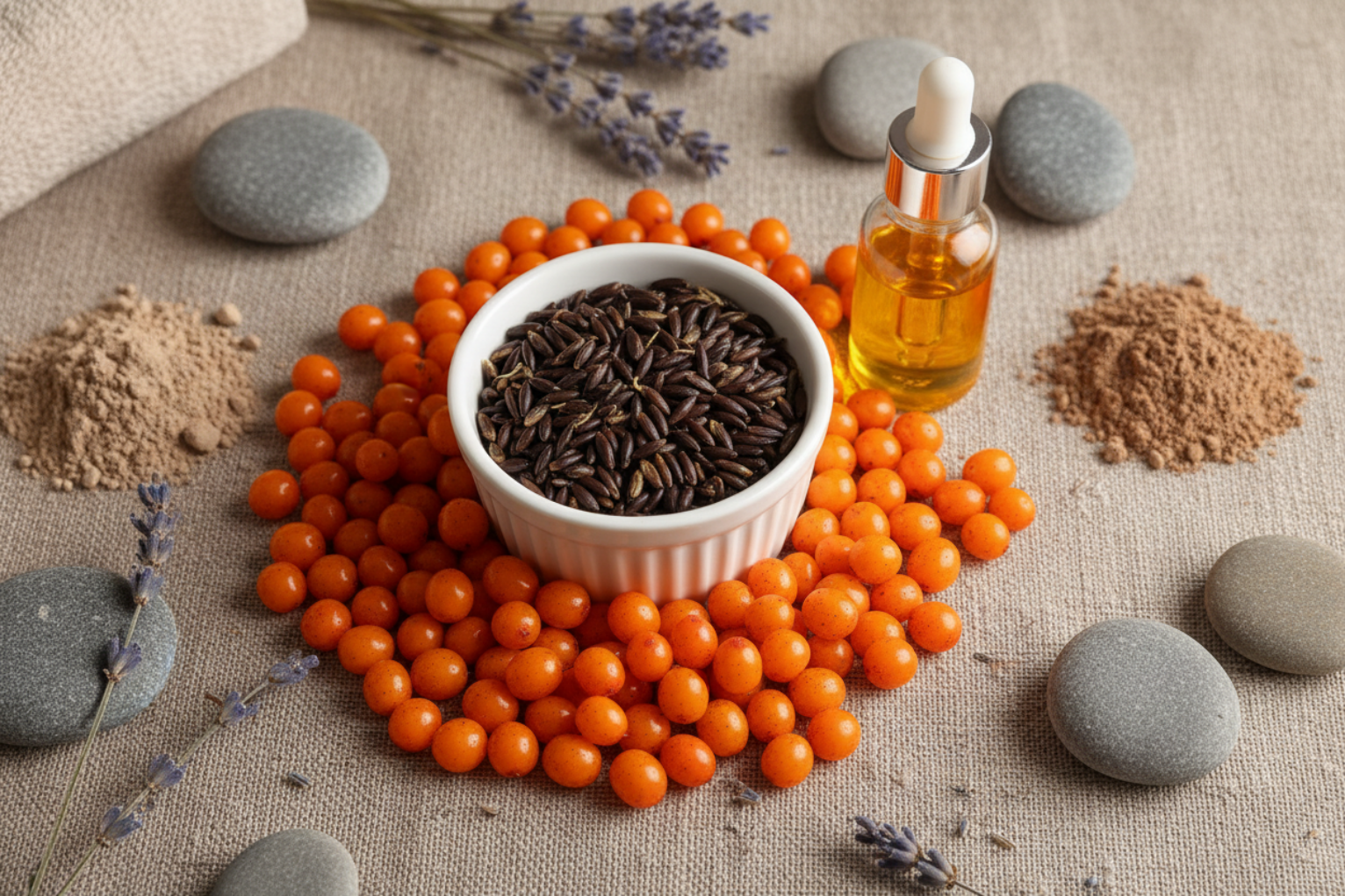 Sea Buckthorn Seeds with Berries