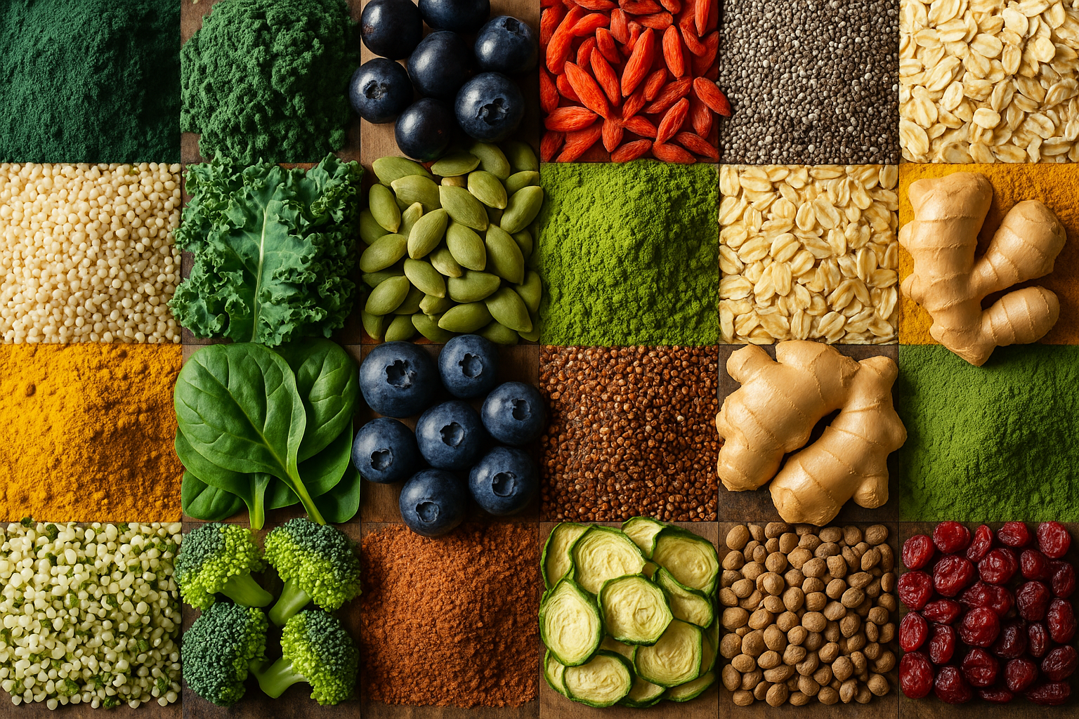 Superfood ingredients collage