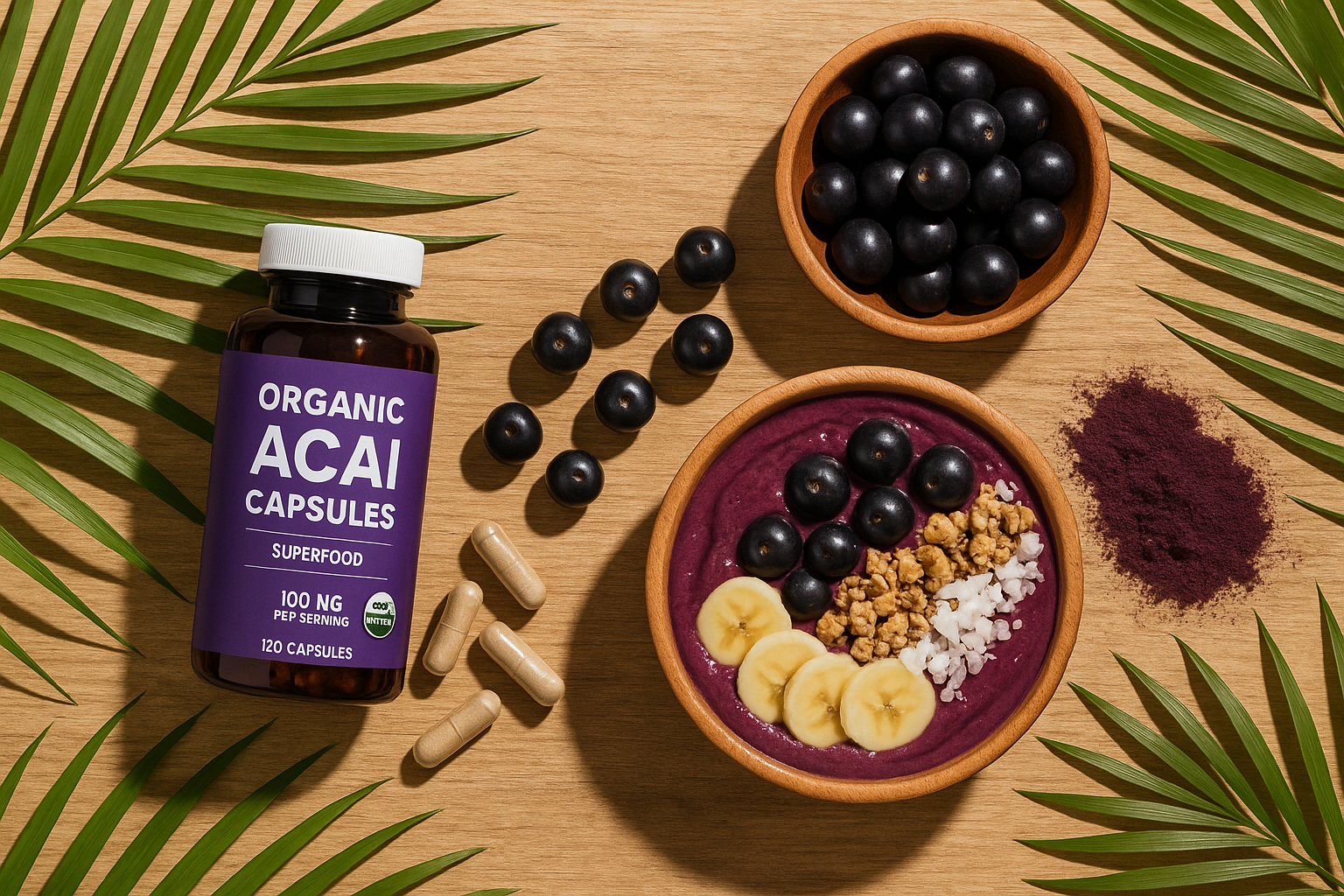 Superfood lifestyle acai flat lay