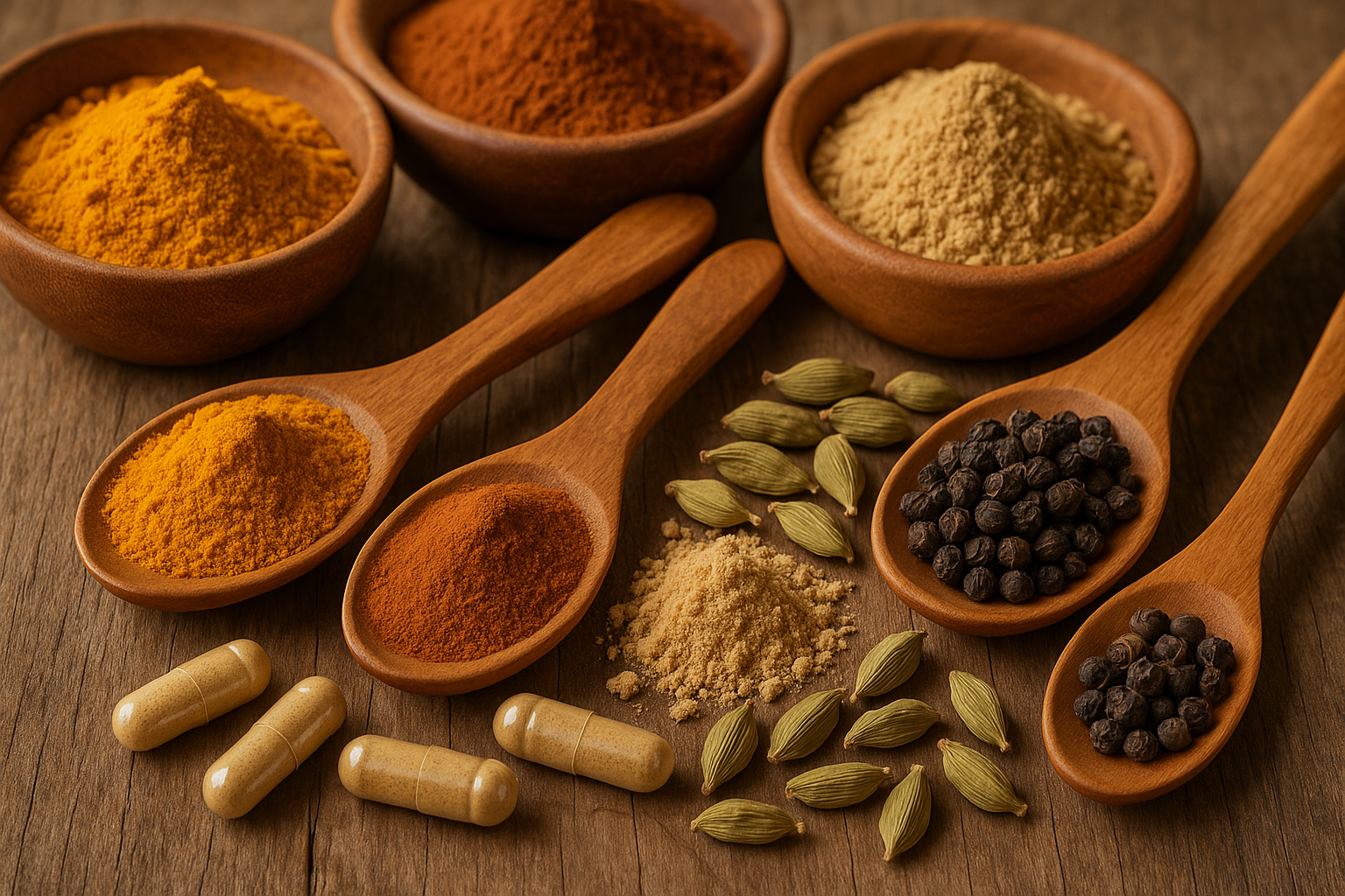 Turmeric, Cinnamon, Ginger, Cardamom & Black Pepper - Powders