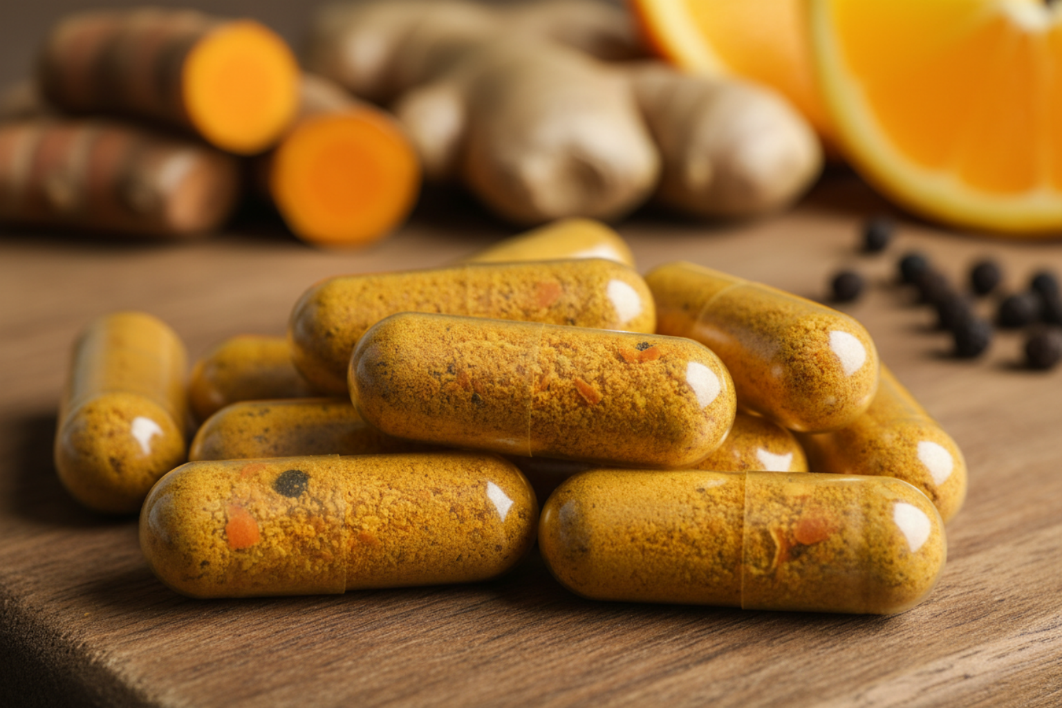 Turmeric Ginger Orange Black Pepper Capsules - Detail