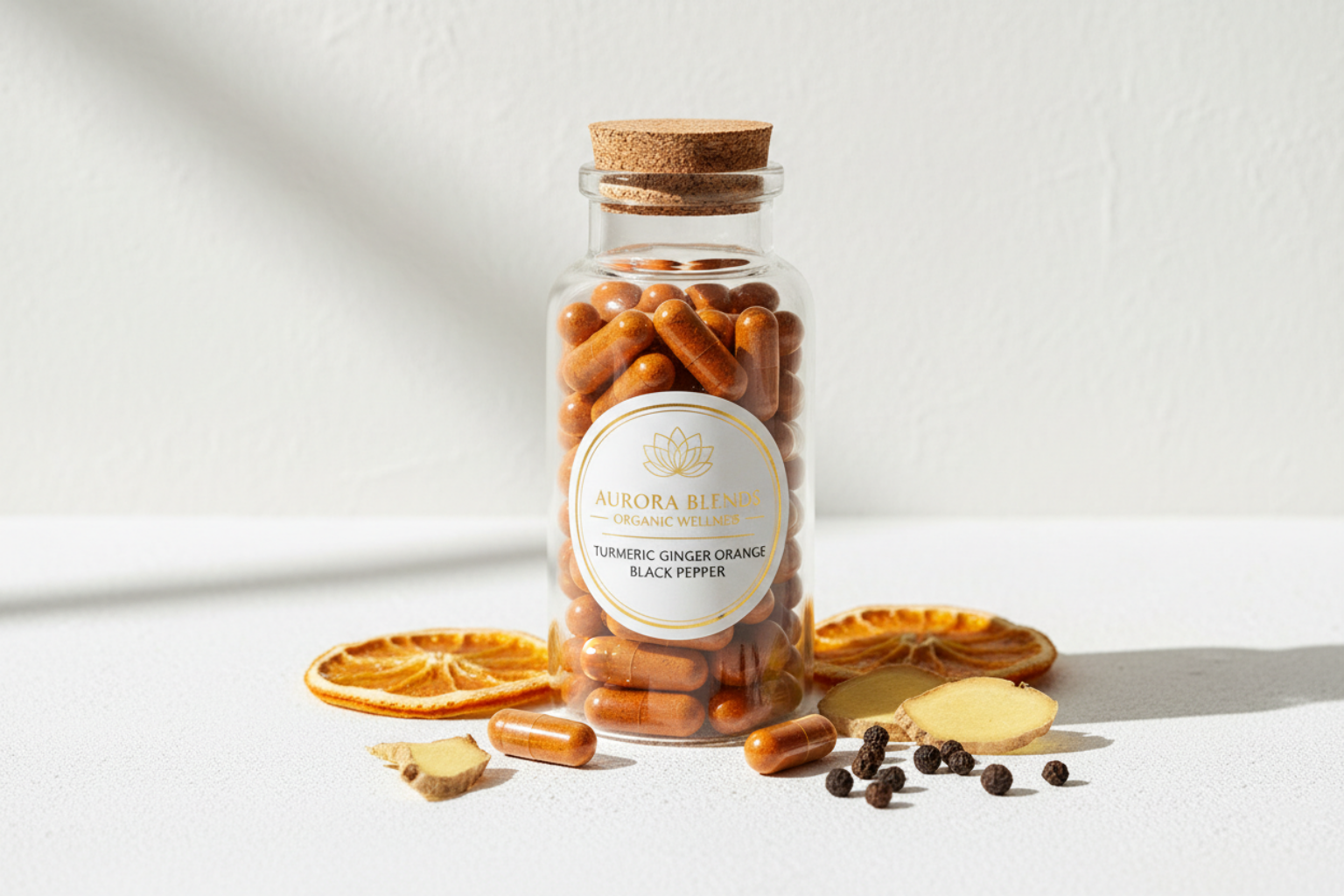 Turmeric Ginger Orange Black Pepper Capsules - Hero