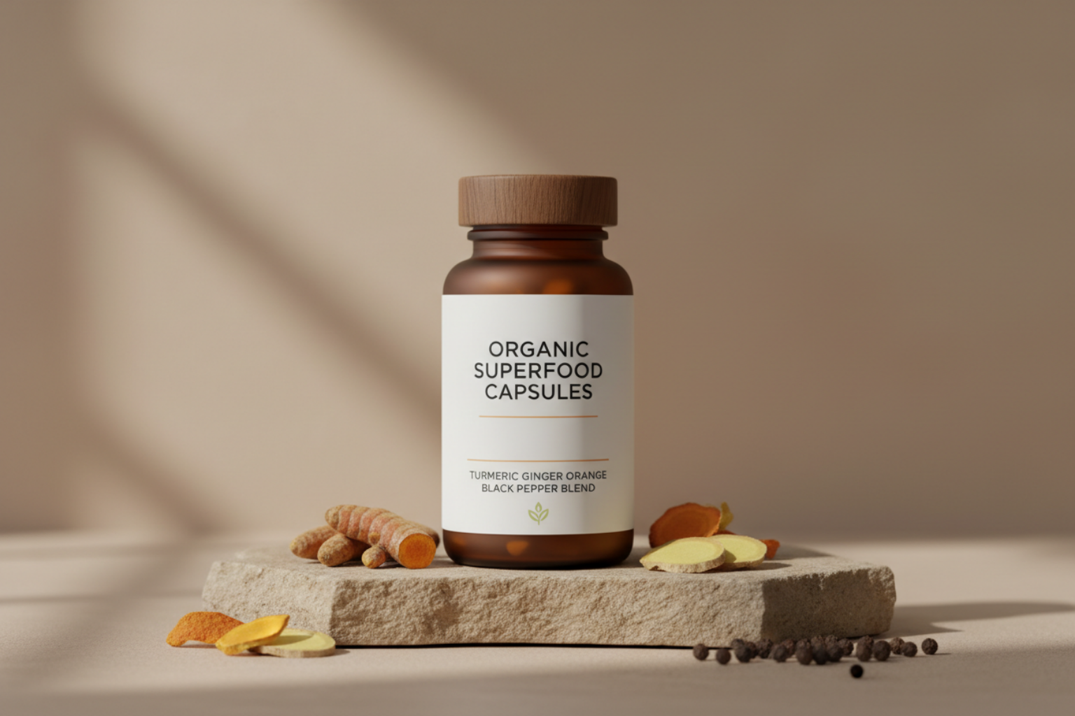 Turmeric Ginger Orange Black Pepper Capsules - Minimalist